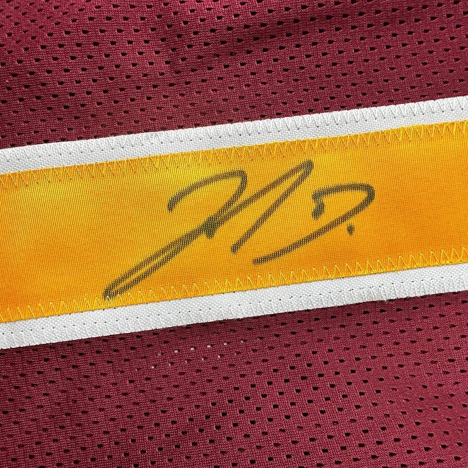 Framed Autographed/Signed Jahan Dotson 35x39 Washington Burgundy Football Jersey JSA COA