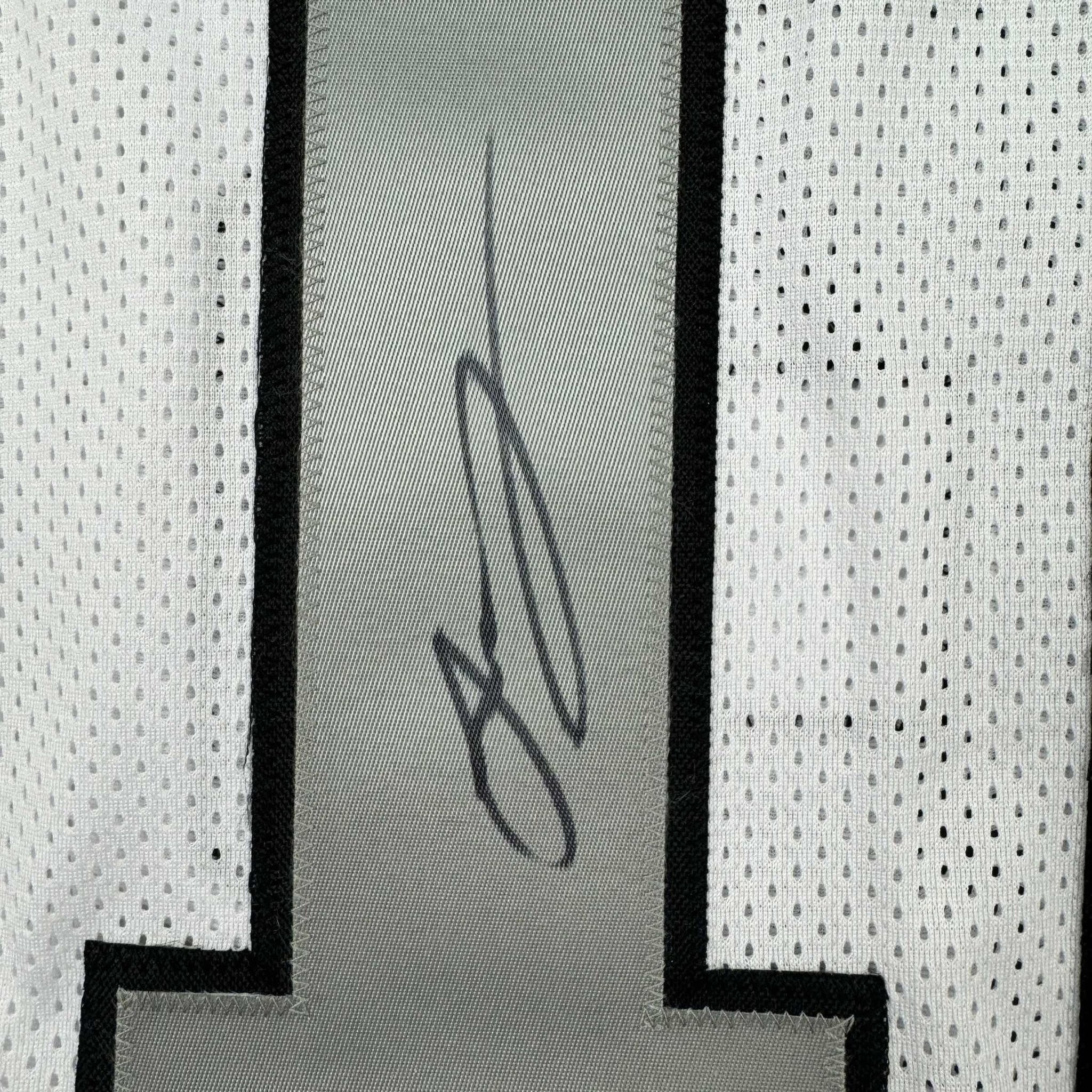 Framed Autographed/Signed Jakobi Meyers 35x39 Las Vegas Oakland White Color Rush Football Jersey Beckett BAS COA