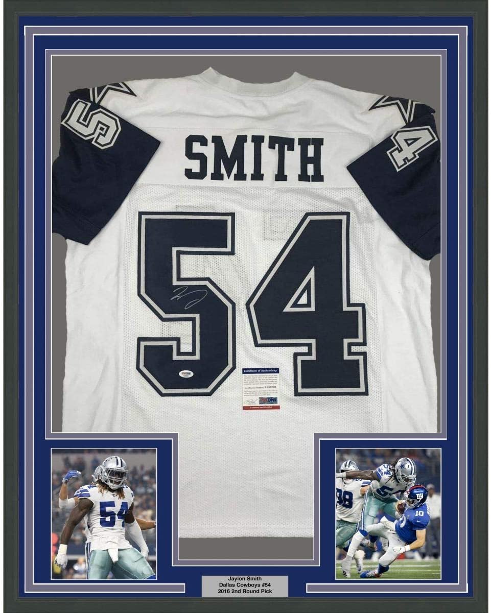 Framed Autographed/Signed Jaylon Smith 35x39 Dallas Color Rush Football Jersey PSA/DNA COA