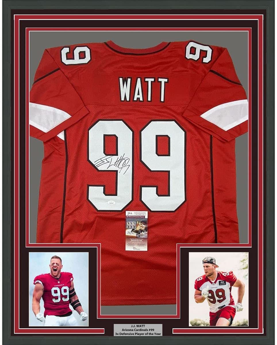 Framed Autographed/Signed JJ J.J. Watt 35x39 Arizona Red Football Jersey JSA COA