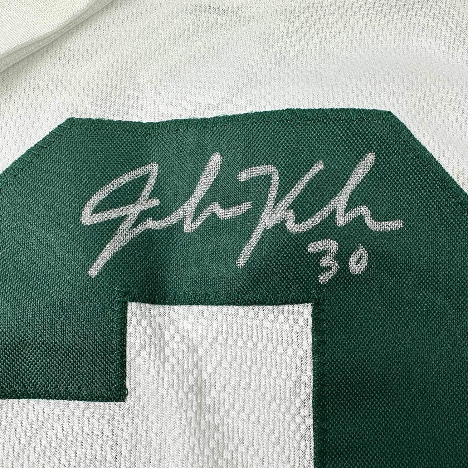 Framed Autographed/Signed John Kuhn 35x39 Green Bay Split Green/White Football Jersey JSA COA