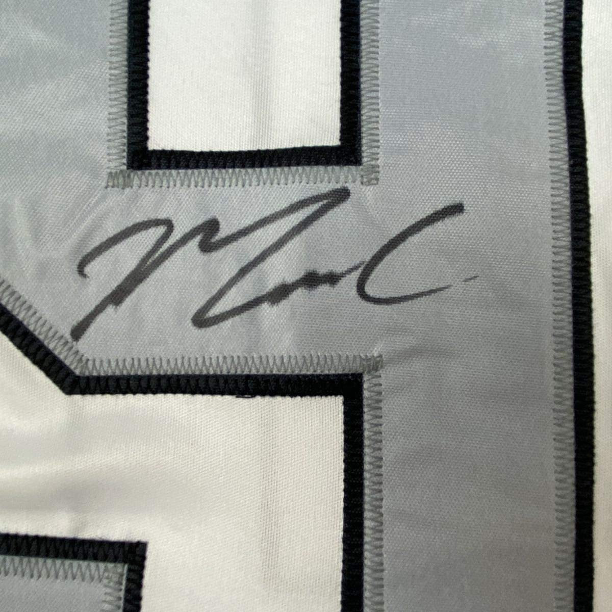 Framed Autographed/Signed Maxx Crosby 35x39 Las Vegas Oakland Color Rush Football Jersey JSA COA