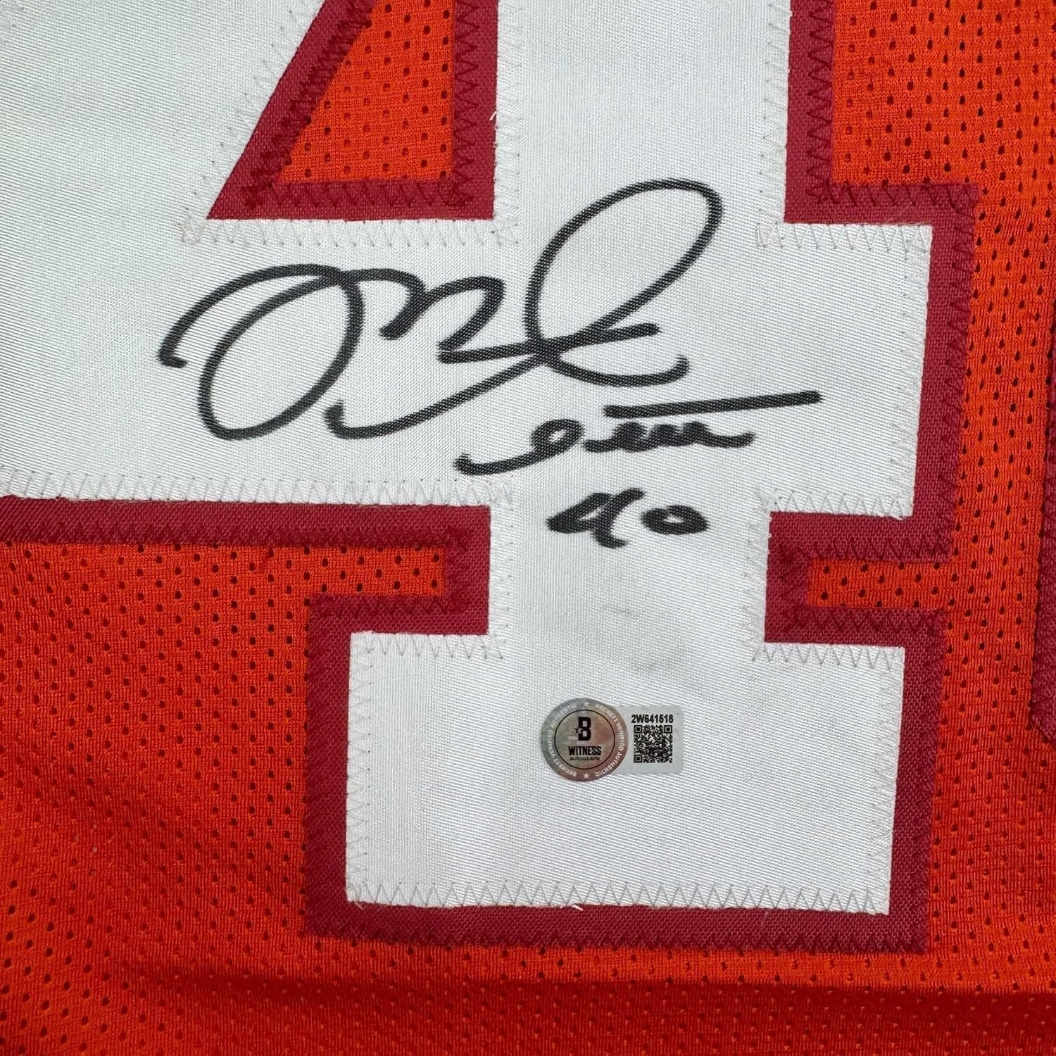 Framed Autographed/Signed Mike Alstott 35x39 Tampa Bay Orange Creamsicle Football Jersey Beckett BAS COA