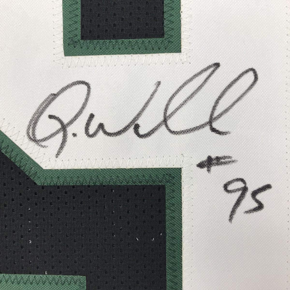Framed Autographed/Signed Quinnen Williams 35x39 New York Black Football Jersey JSA COA