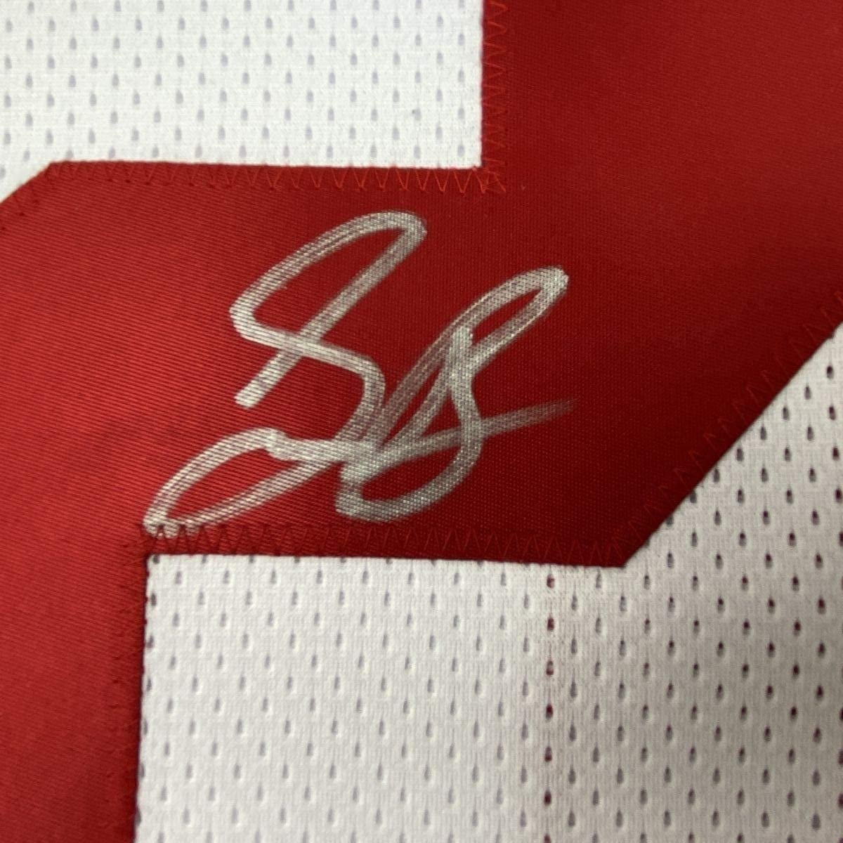 Framed Autographed/Signed Saquon Barkley 35x39 New York White Football Jersey JSA COA