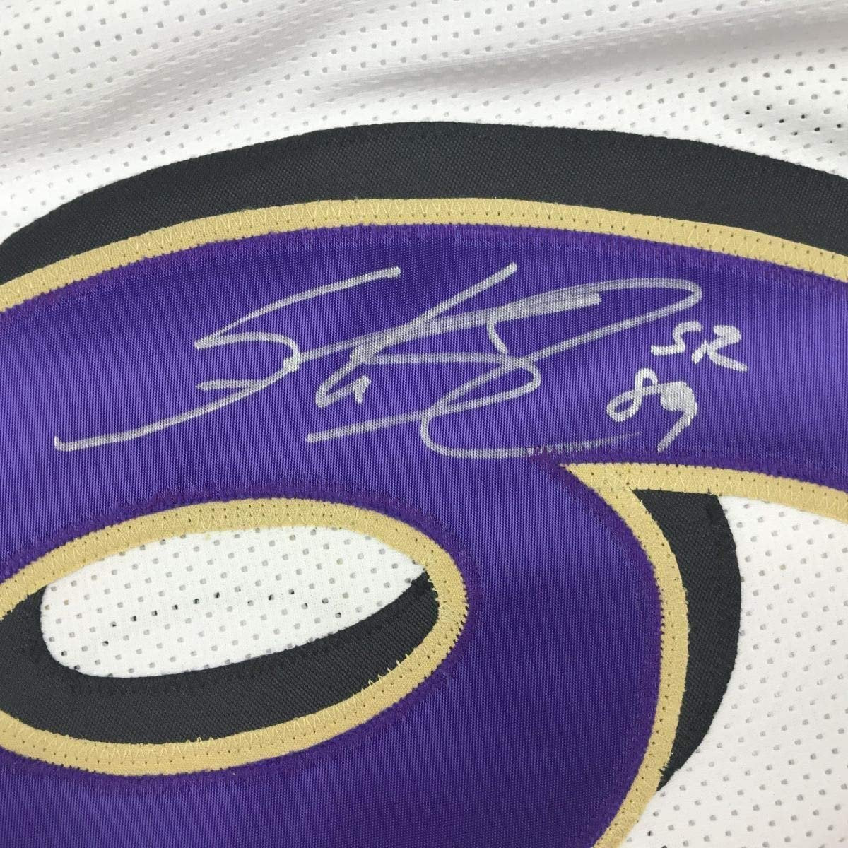 Framed Autographed/Signed Steve Smith Sr. 35x39 Baltimore White Football Jersey JSA COA