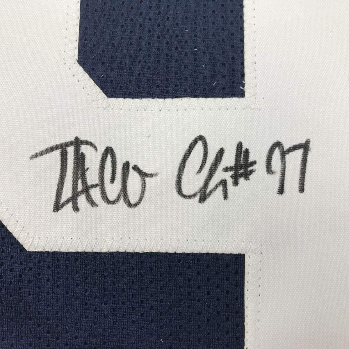 Framed Autographed/Signed Taco Charlton 35x39 Dallas Thanksgiving Day Football Jersey JSA COA