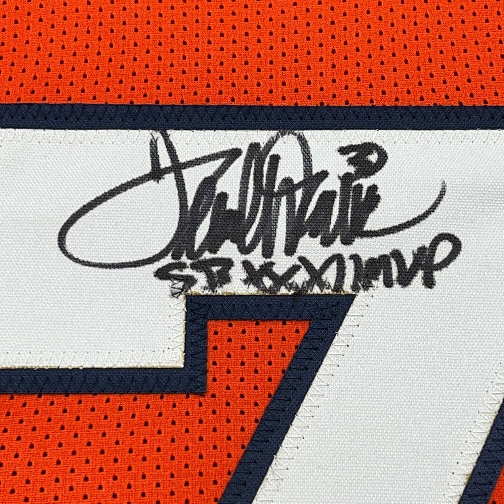 Framed Autographed/Signed Terrell Davis 35x39 SB XXXII MVP Denver Orange Football Jersey JSA COA