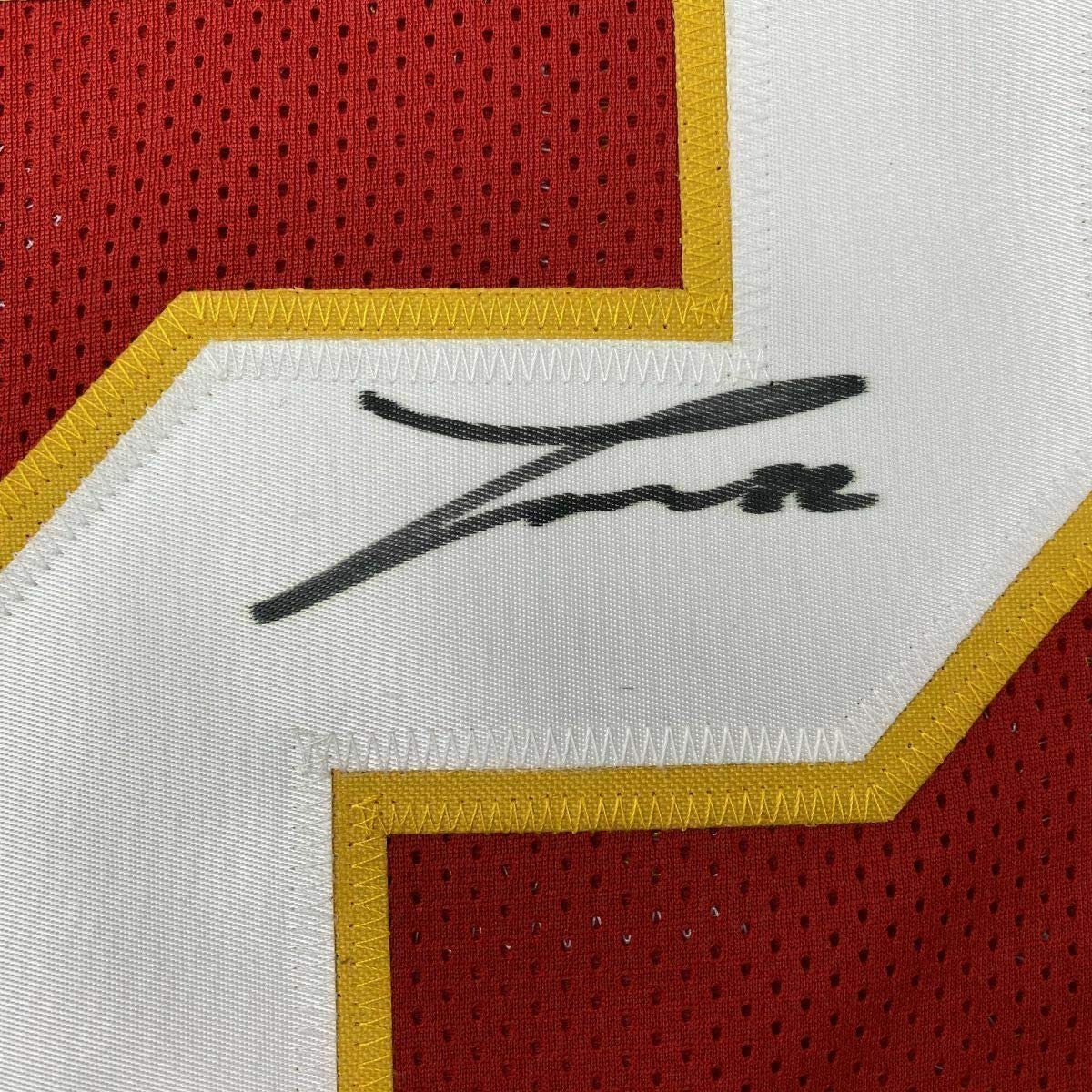 Framed Autographed/Signed Tyrann Mathieu 35x39 Kansas City Red Football Jersey PSA/DNA COA