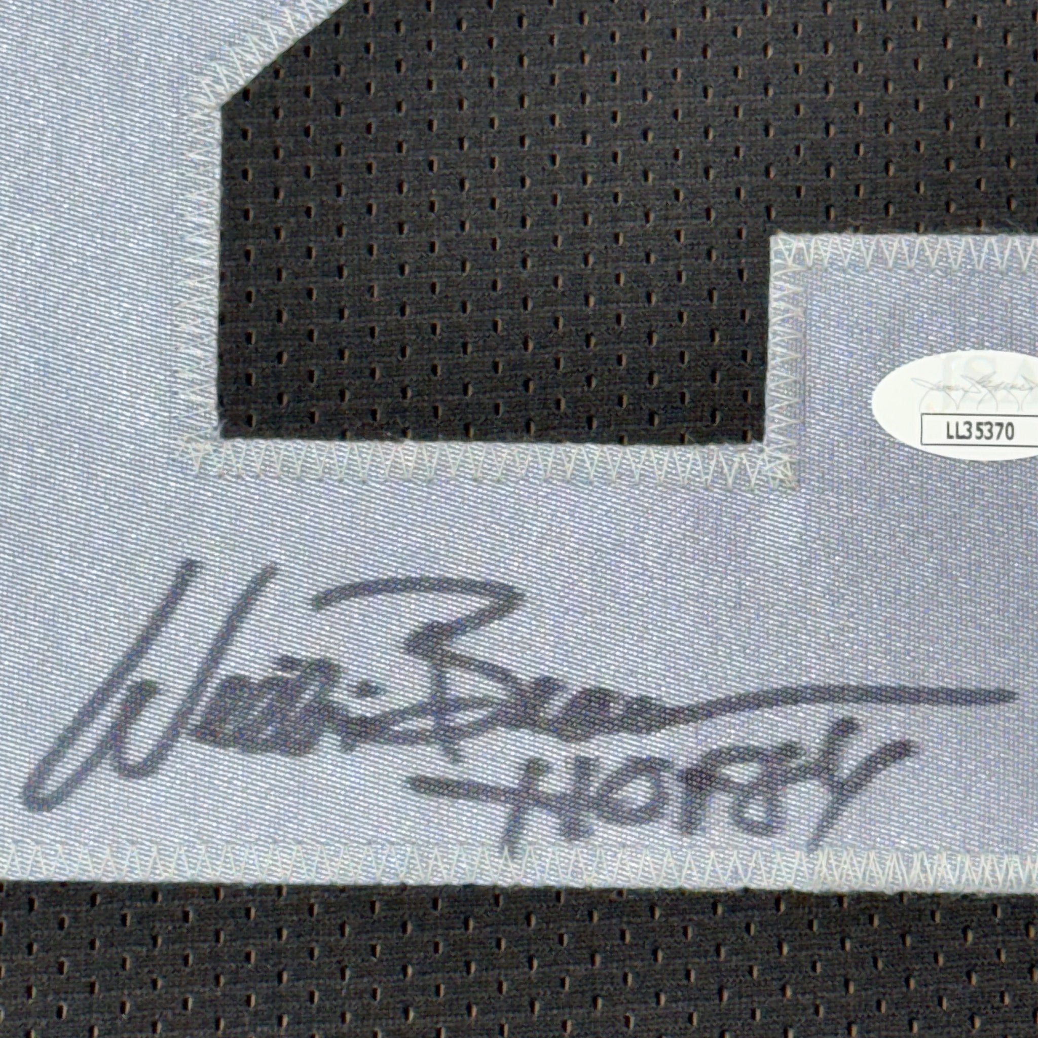 Framed Autographed/Signed Willie Brown 35x39 HOF 84 Las Vegas Oakland Black Football Jersey JSA COA