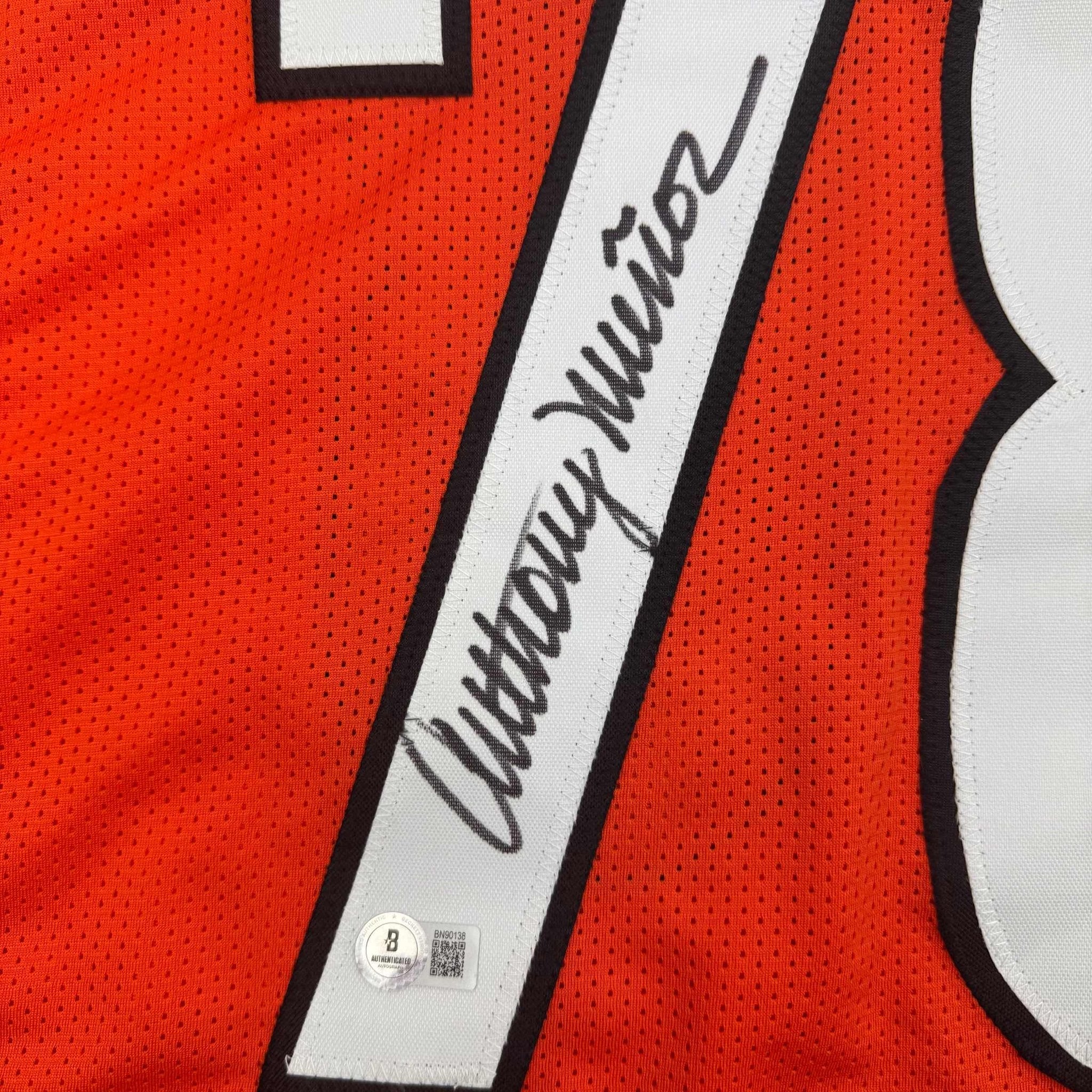 Autographed/Signed Anthony Munoz Cincinnati Orange Football Jersey Beckett BAS COA