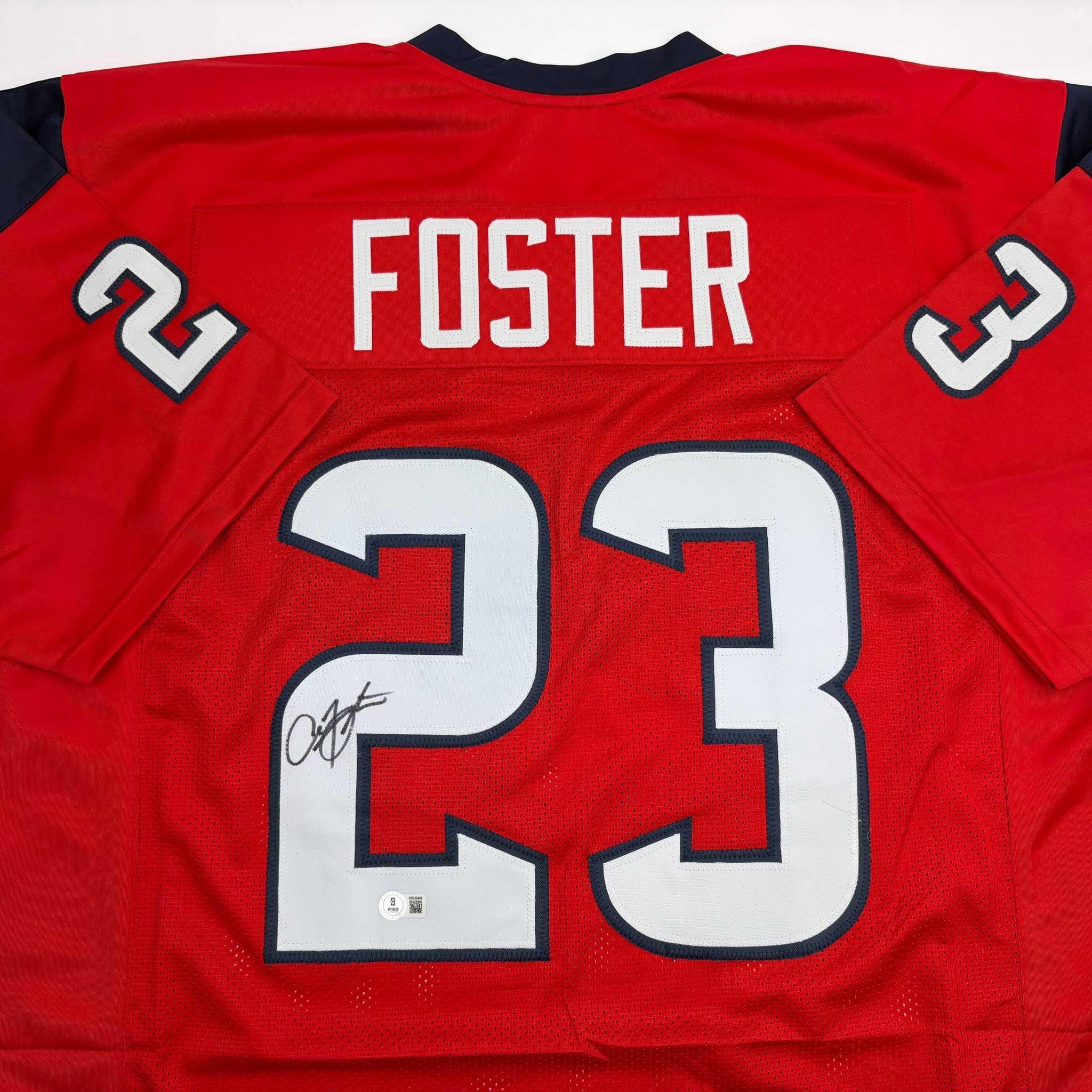 Autographed/Signed Arian Foster Houston Red Football Jersey Beckett BAS COA