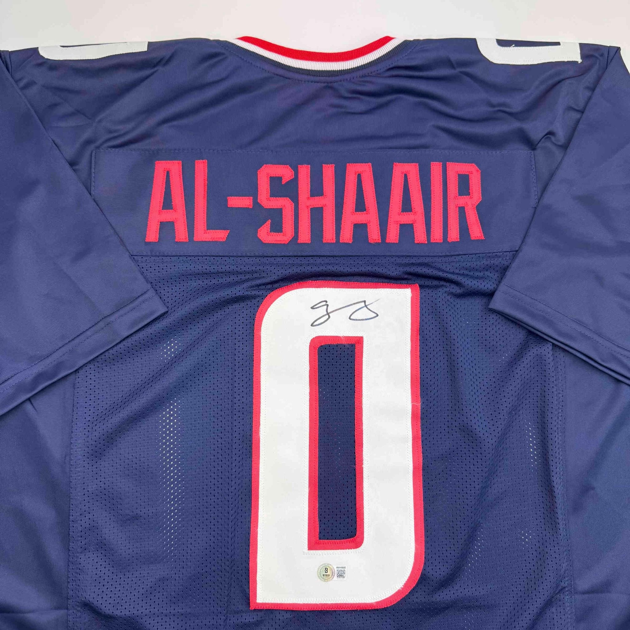 Autographed/Signed Azeez Al Shaair Houston Blue Football Jersey Beckett BAS COA