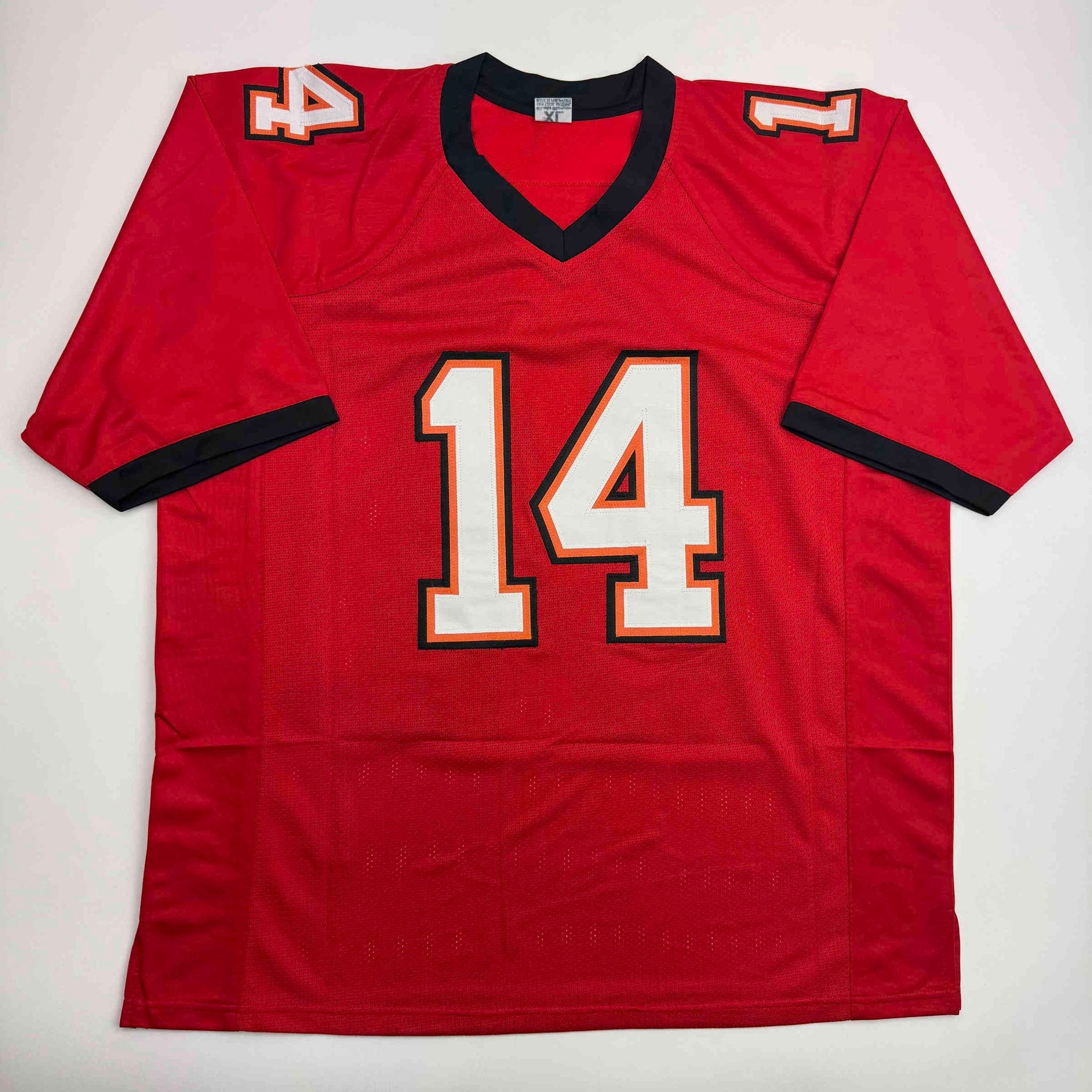 Autographed/Signed Brad Johnson Tampa Bay Red Football Jersey Beckett BAS COA