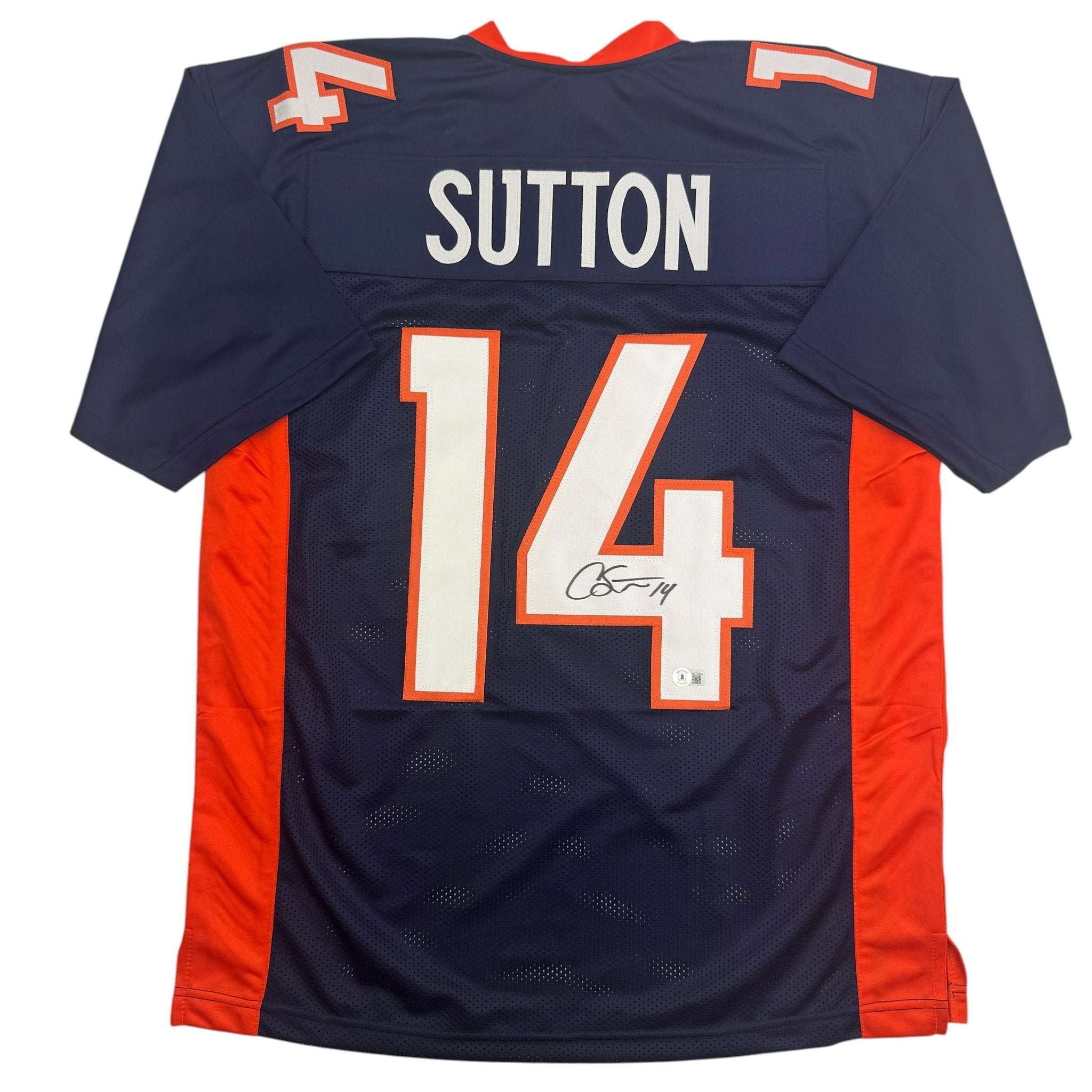 Autographed/Signed Courtland Sutton Denver Blue Football Jersey JSA COA