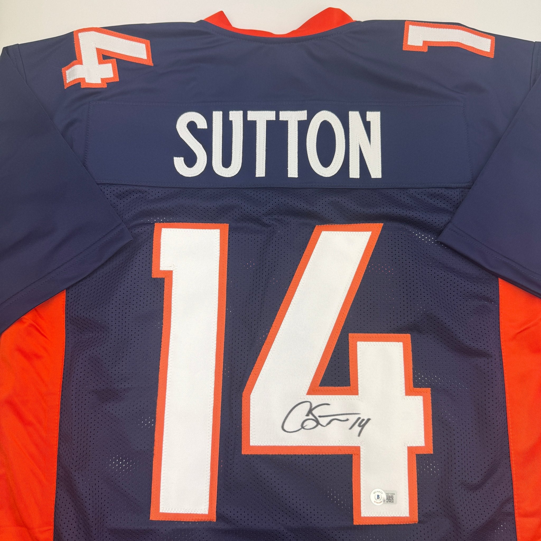 Autographed/Signed Courtland Sutton Denver Blue Football Jersey JSA COA