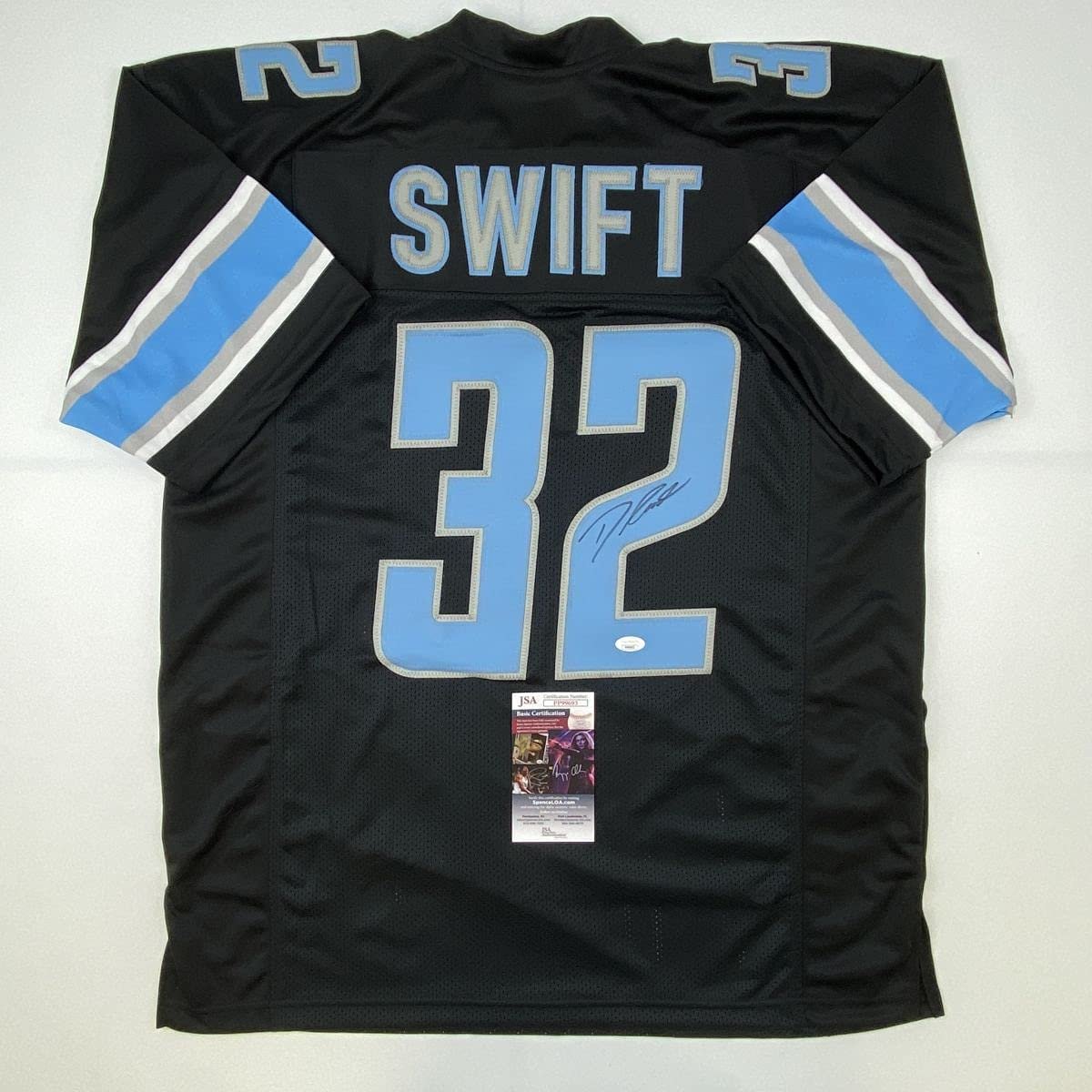 Autographed/Signed D'Andre Swift Detroit Black Football Jersey JSA COA