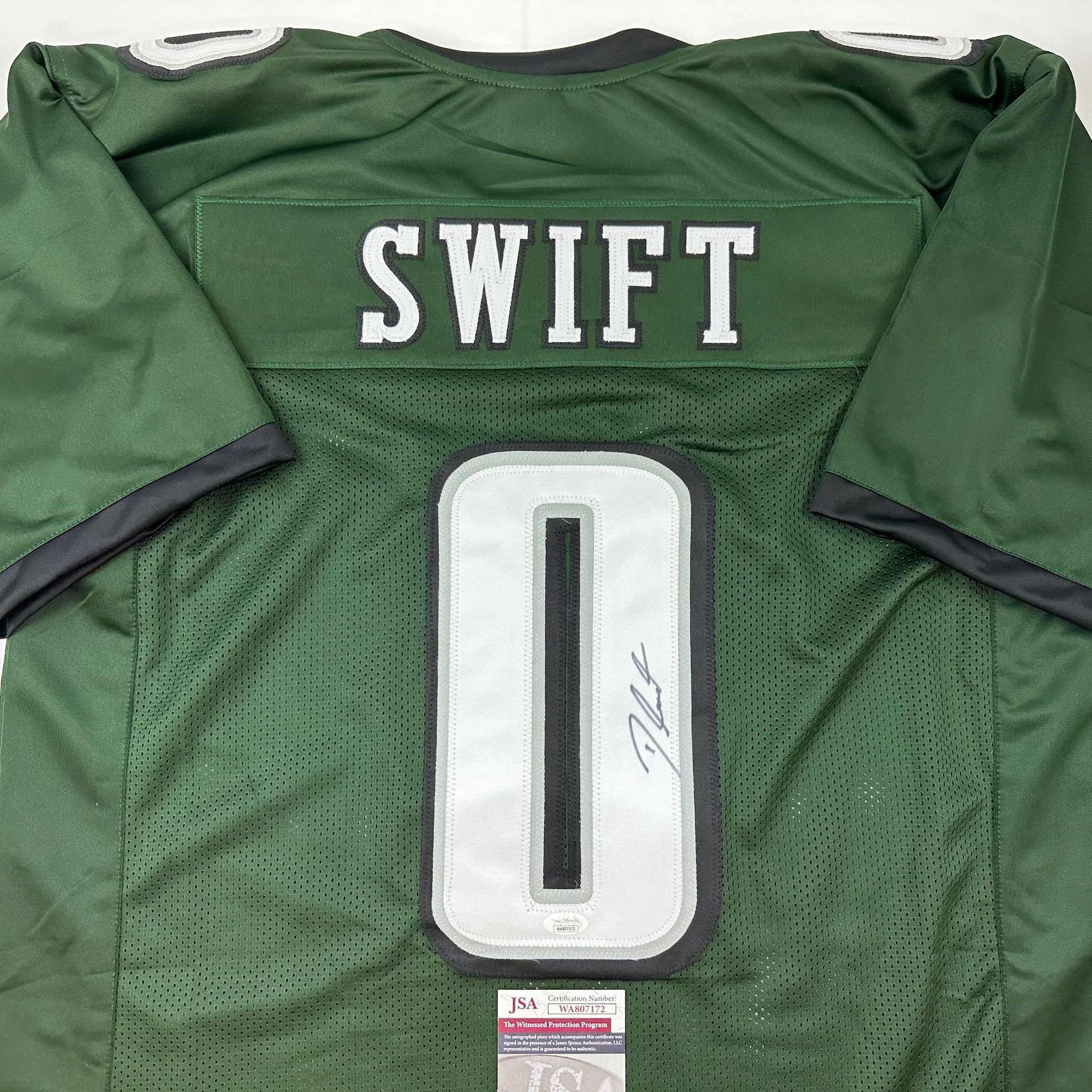 Autographed/Signed D'Andre Swift Philadelphia Green Football Jersey JSA COA