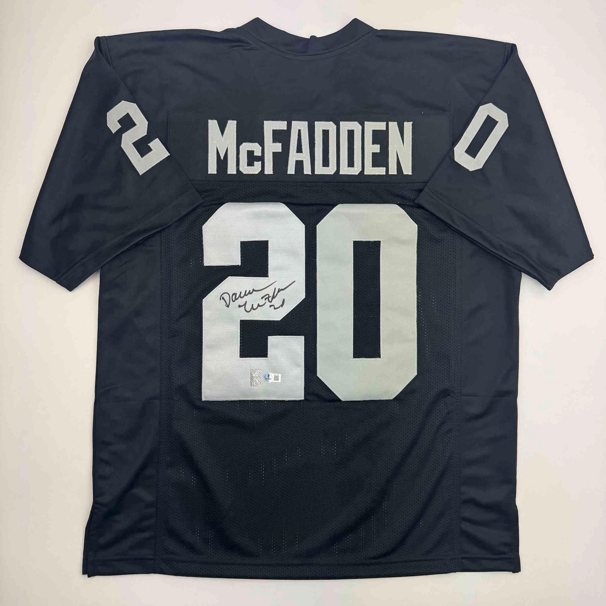 Autographed/Signed Darren McFadden Las Vegas Oakland Black Football Jersey Beckett BAS COA