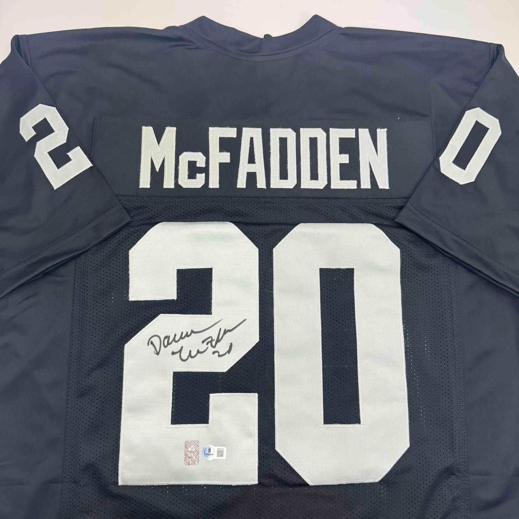 Autographed/Signed Darren McFadden Las Vegas Oakland Black Football Jersey Beckett BAS COA
