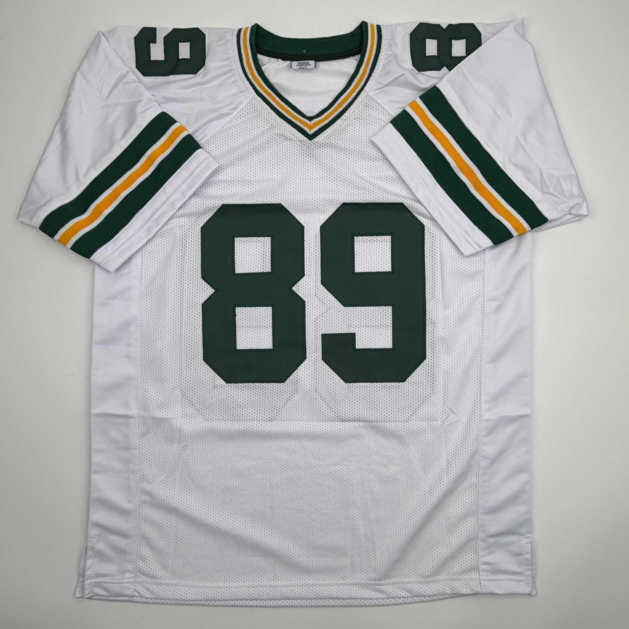 Autographed/Signed Dave Robinson HOF 13 Green Bay White Football Jersey JSA COA