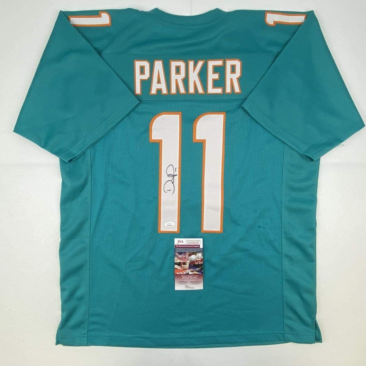 Autographed/Signed Devante Parker Miami Teal Football Jersey JSA COA