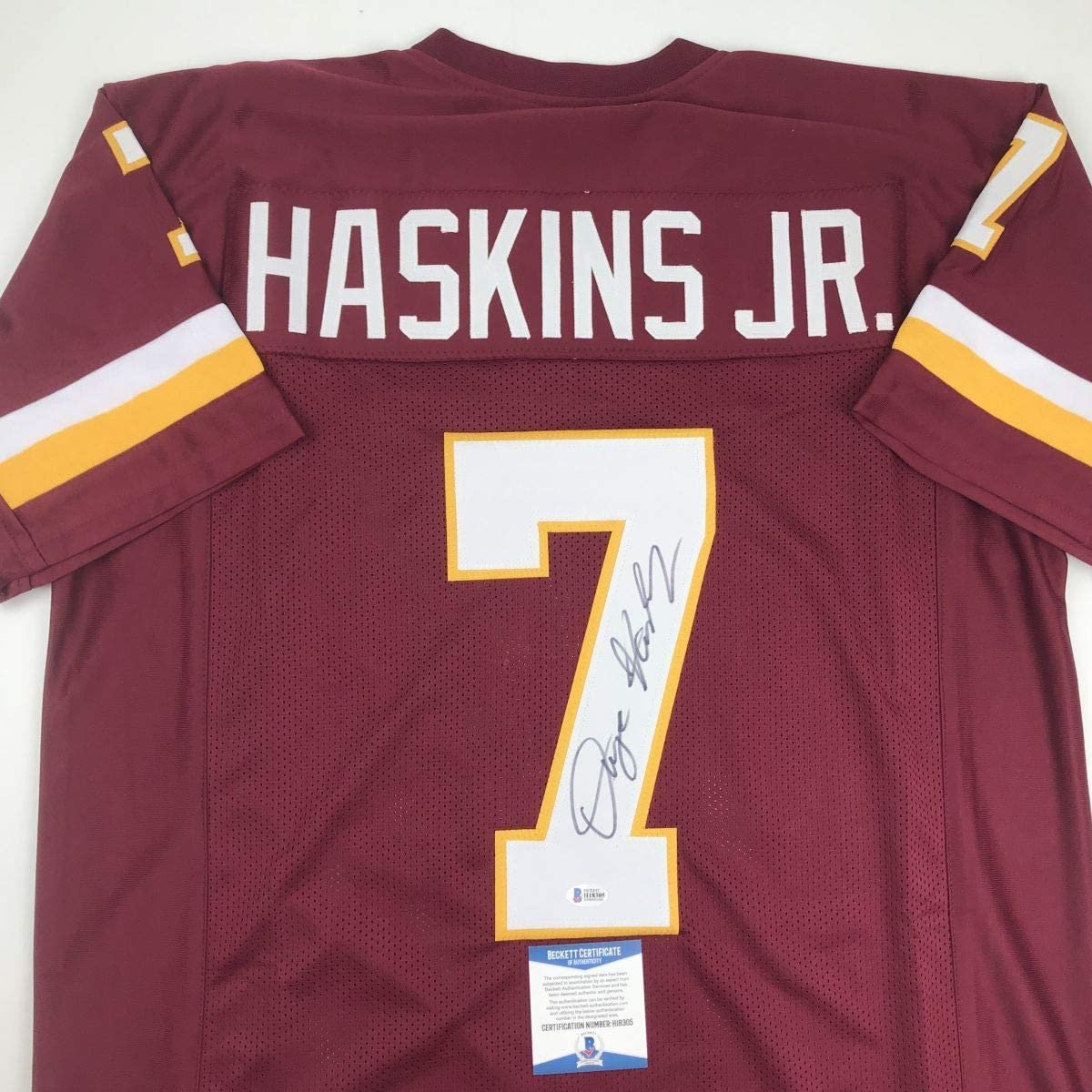 Autographed/Signed Dwayne Haskins Jr. Washington Burgundy Football Jersey Beckett BAS COA