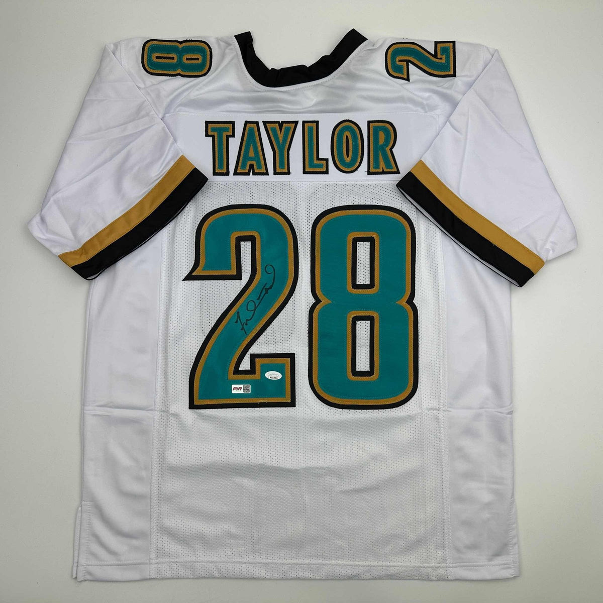 Autographed/Signed Fred Taylor Jacksonville White Football Jersey JSA COA