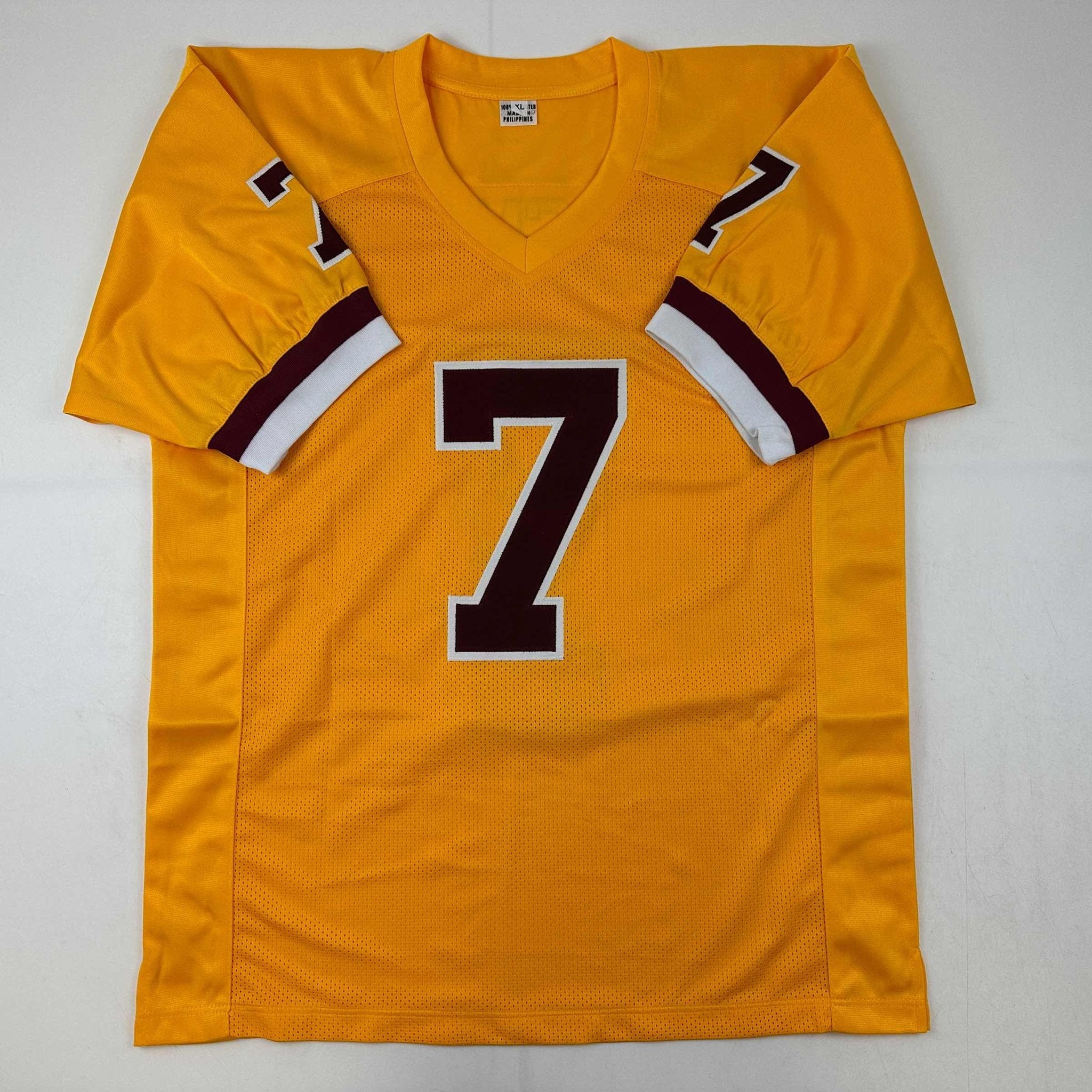 Autographed/Signed Joe Theismann 83 MVP Washington Yellow Football Jersey JSA COA
