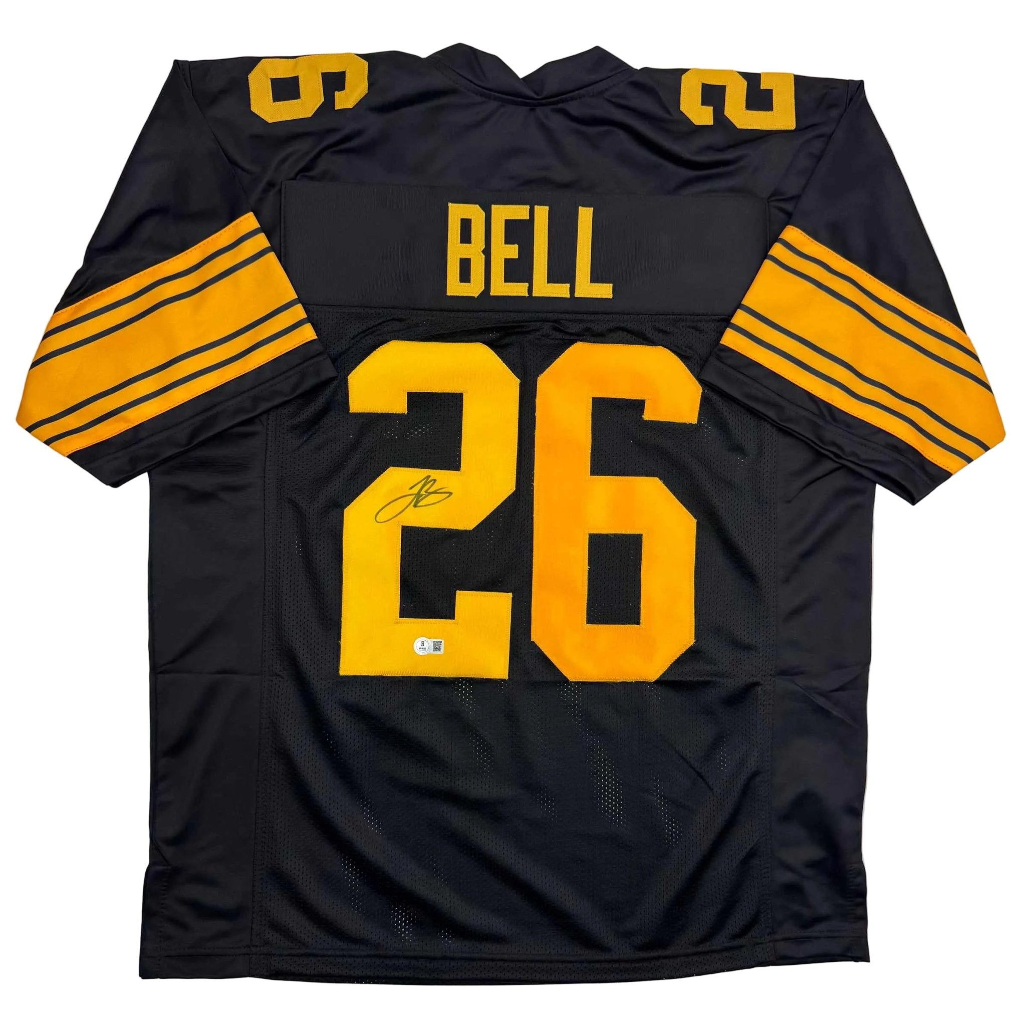 Autographed/Signed Le'Veon LeVeon Bell Pittsburgh Black Color Rush Football Jersey JSA COA