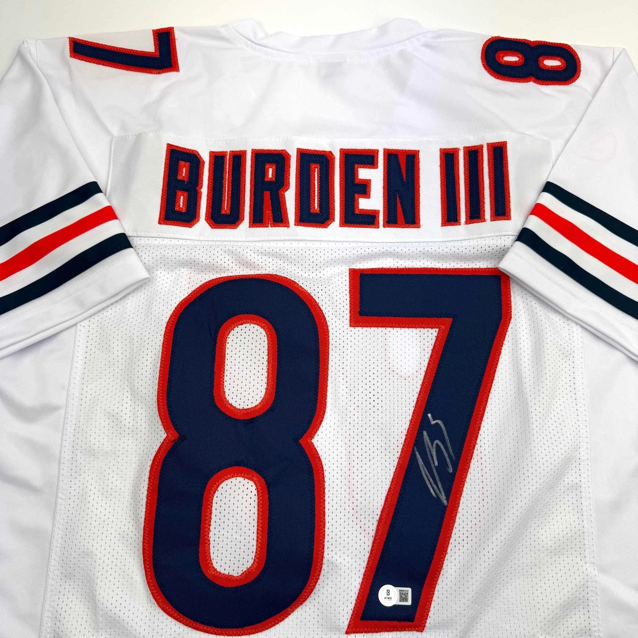 Autographed/Signed Luther Burden Chicago White Football Jersey Beckett BAS COA