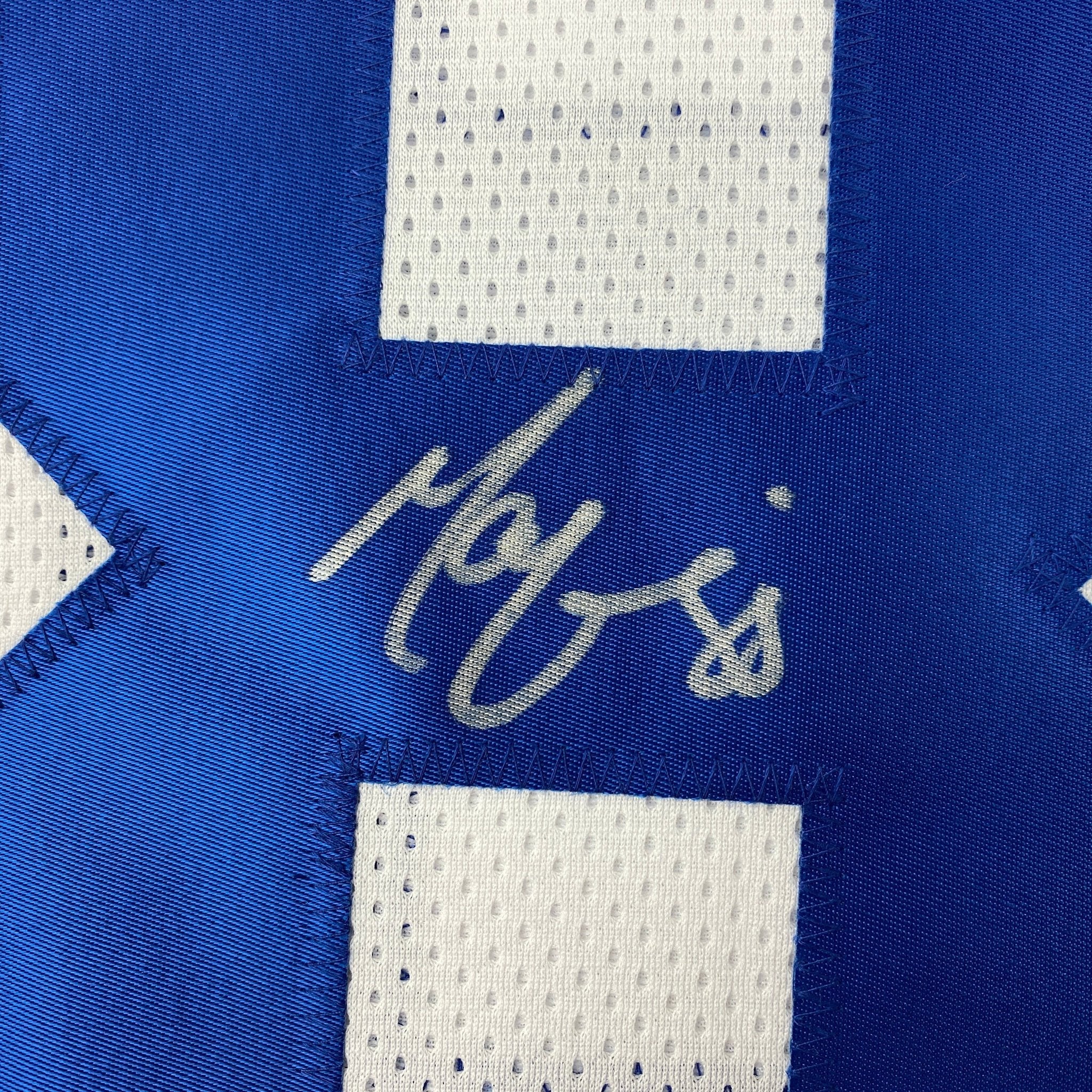 Autographed/Signed Marvin Harrison Indianapolis White Football Jersey JSA COA