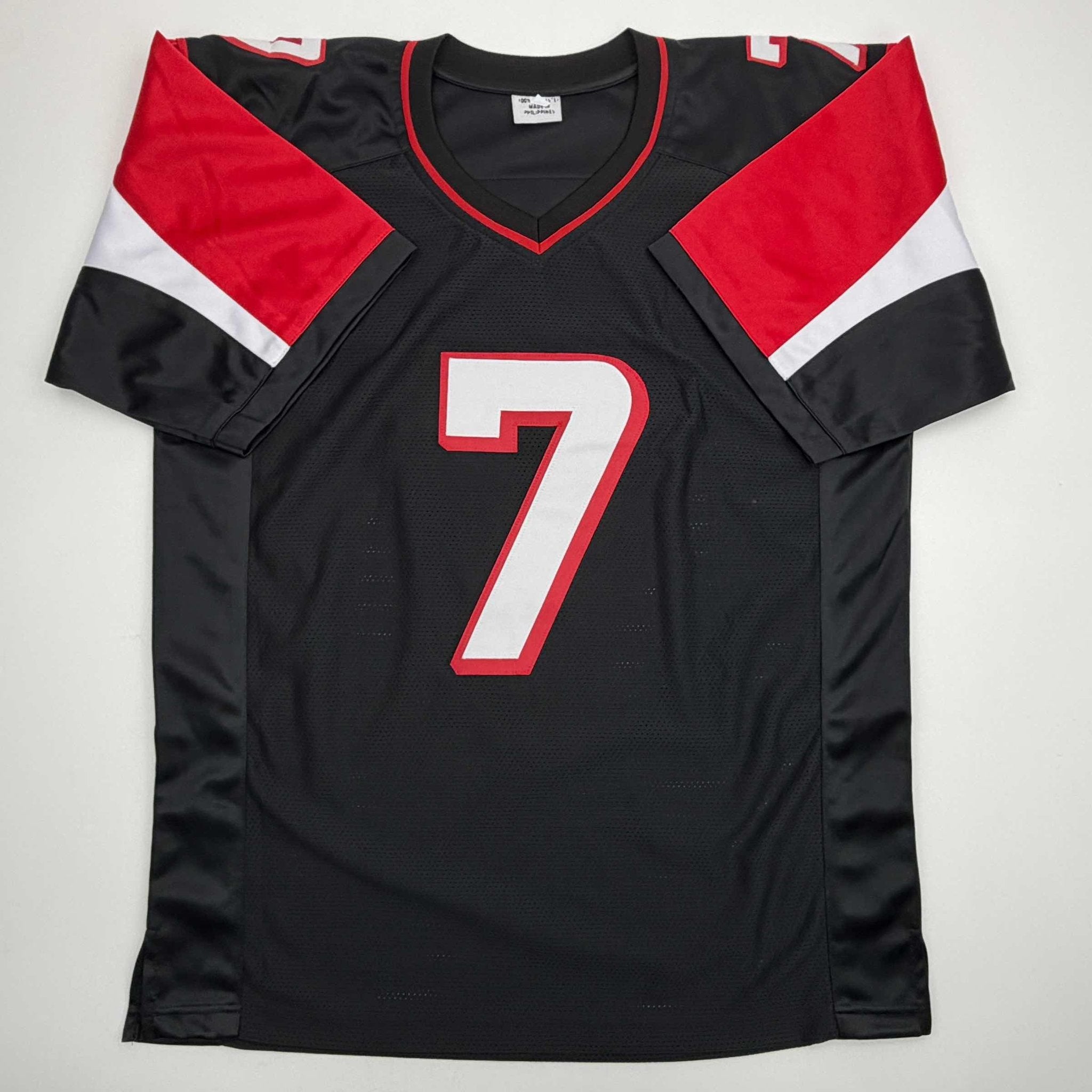 Autographed/Signed Michael Mike Vick Atlanta Black Football Jersey Beckett BAS COA
