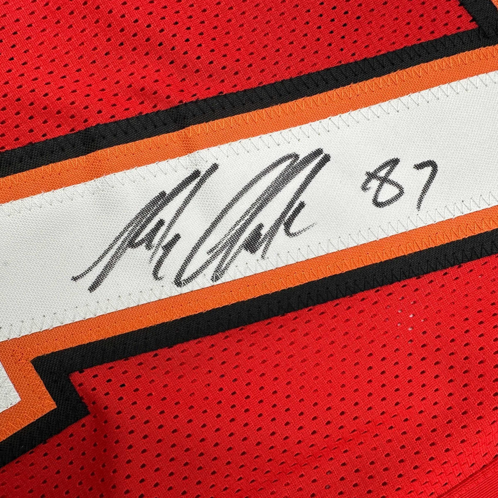 Autographed/Signed Rob Gronk Gronkowski Tampa Bay Red Football Jersey JSA COA