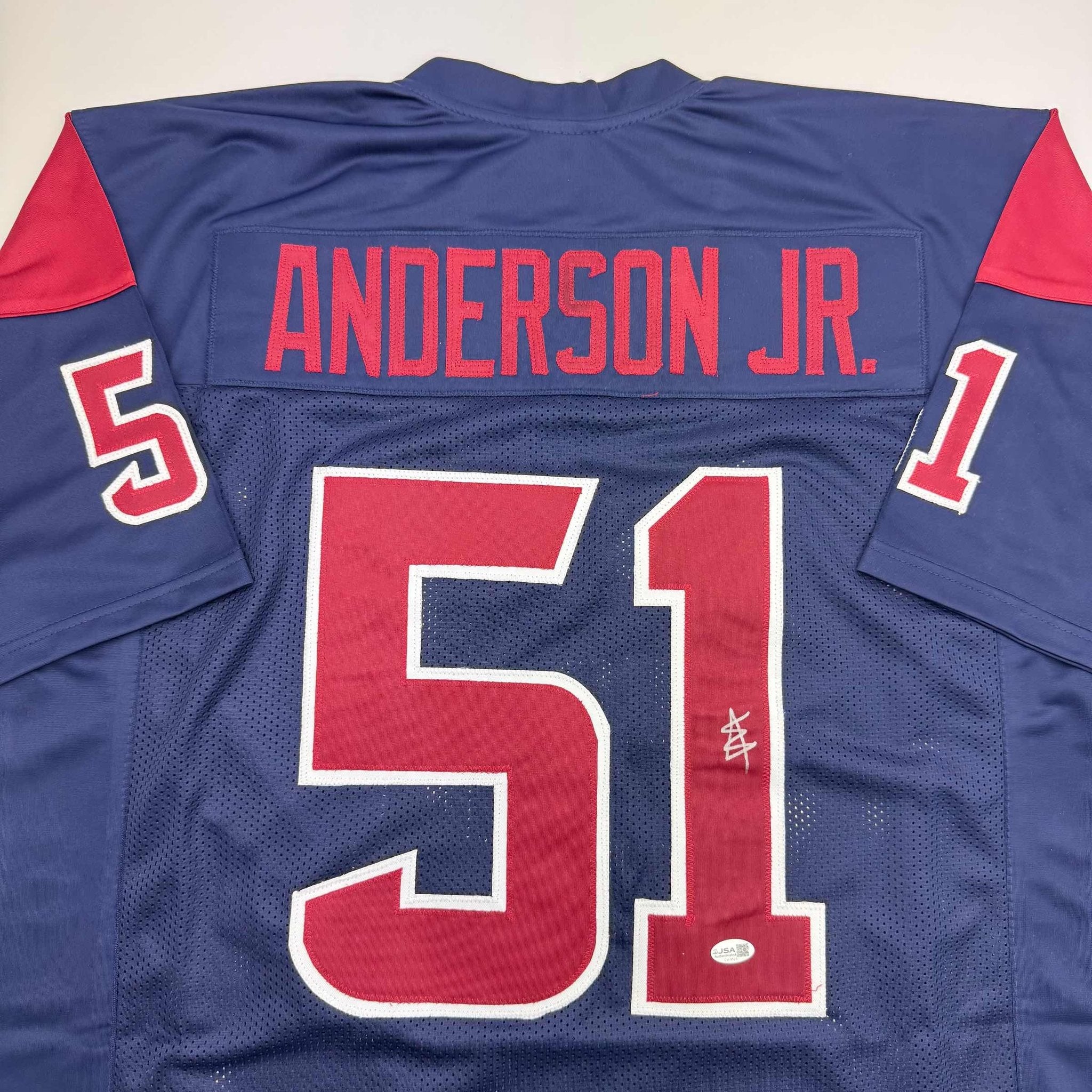 Autographed/Signed Will Anderson Jr. Houston Blue Alternate Football Jersey JSA COA