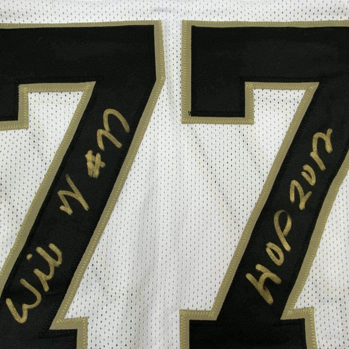 Framed Autographed/Signed Willie Roaf 35x39 New Orleans White Football Jersey JSA COA