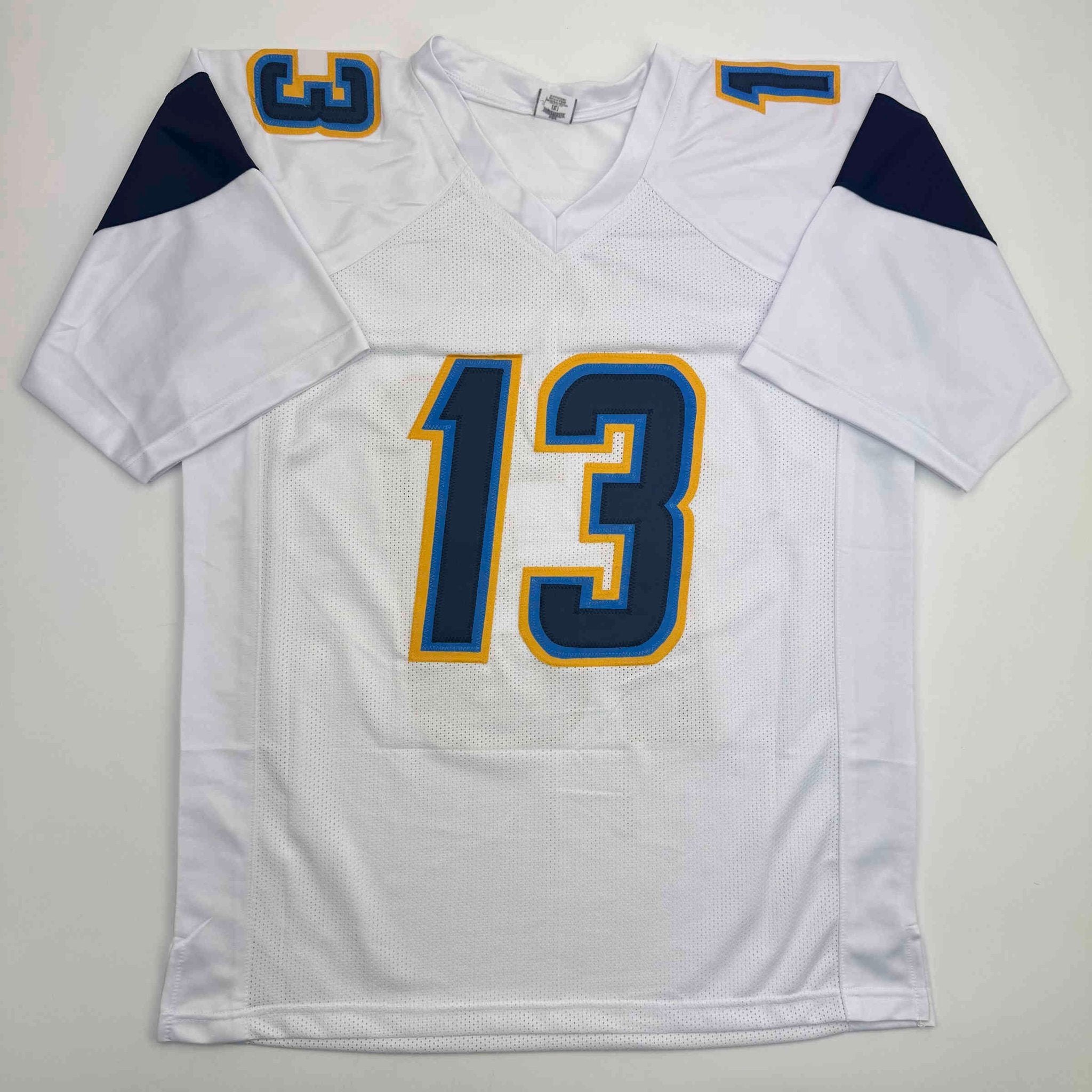 Autographed/Signed Keenan Allen Los Angeles LA White Football Jersey Beckett BAS COA