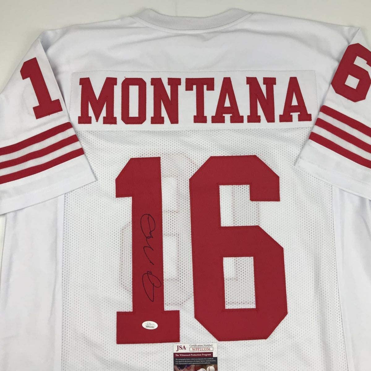 Autographed/Signed Joe Montana San Francisco White Football Jersey JSA COA