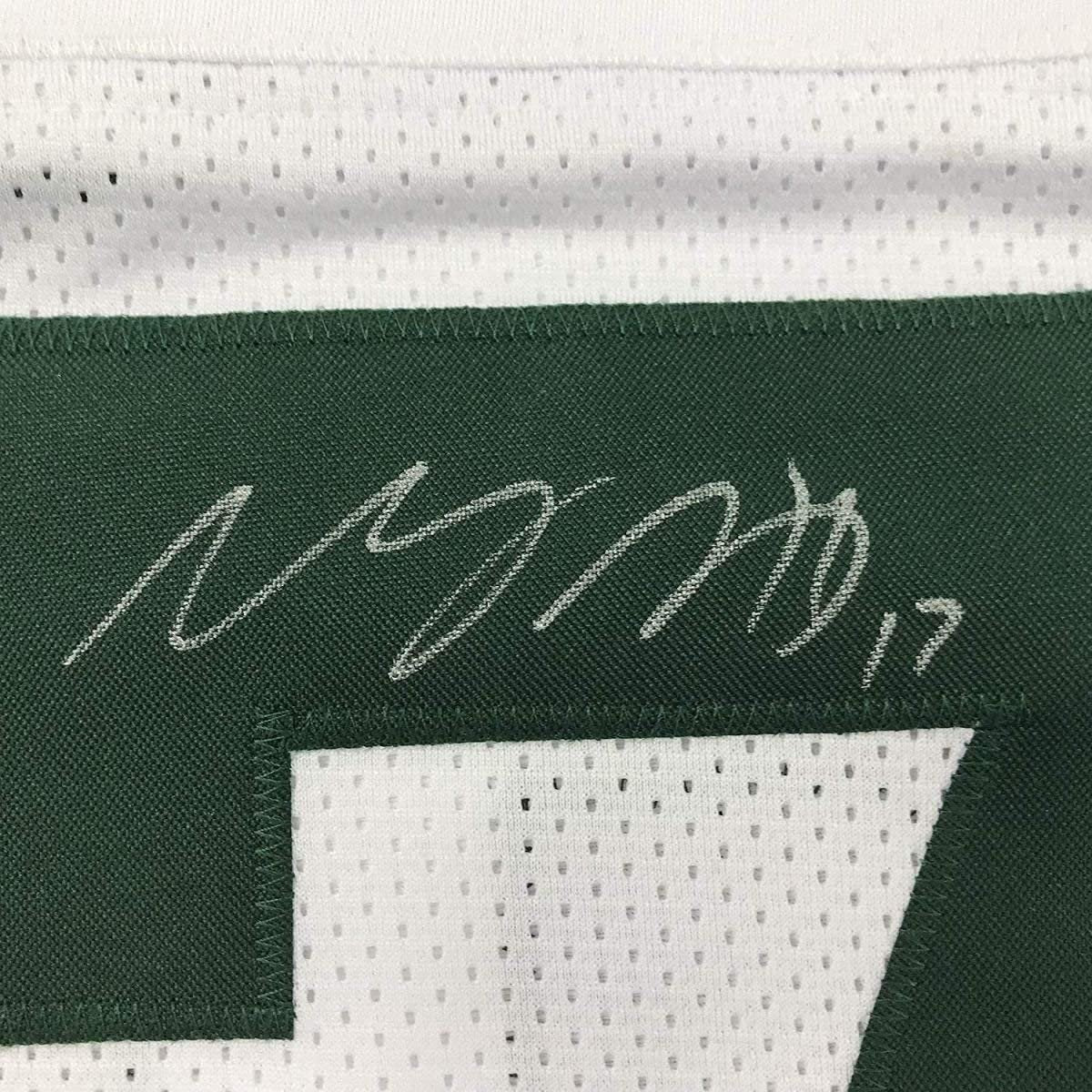 Framed Autographed/Signed Davante Adams 35x39 Green Bay White Football Jersey JSA COA