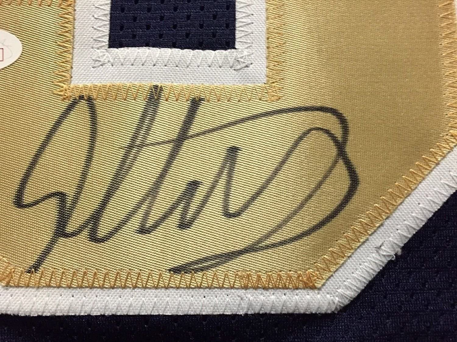 Framed Autographed/Signed Todd Gurley II 35x39 Los Angeles LA Rams Dark Blue Football Jersey JSA COA
