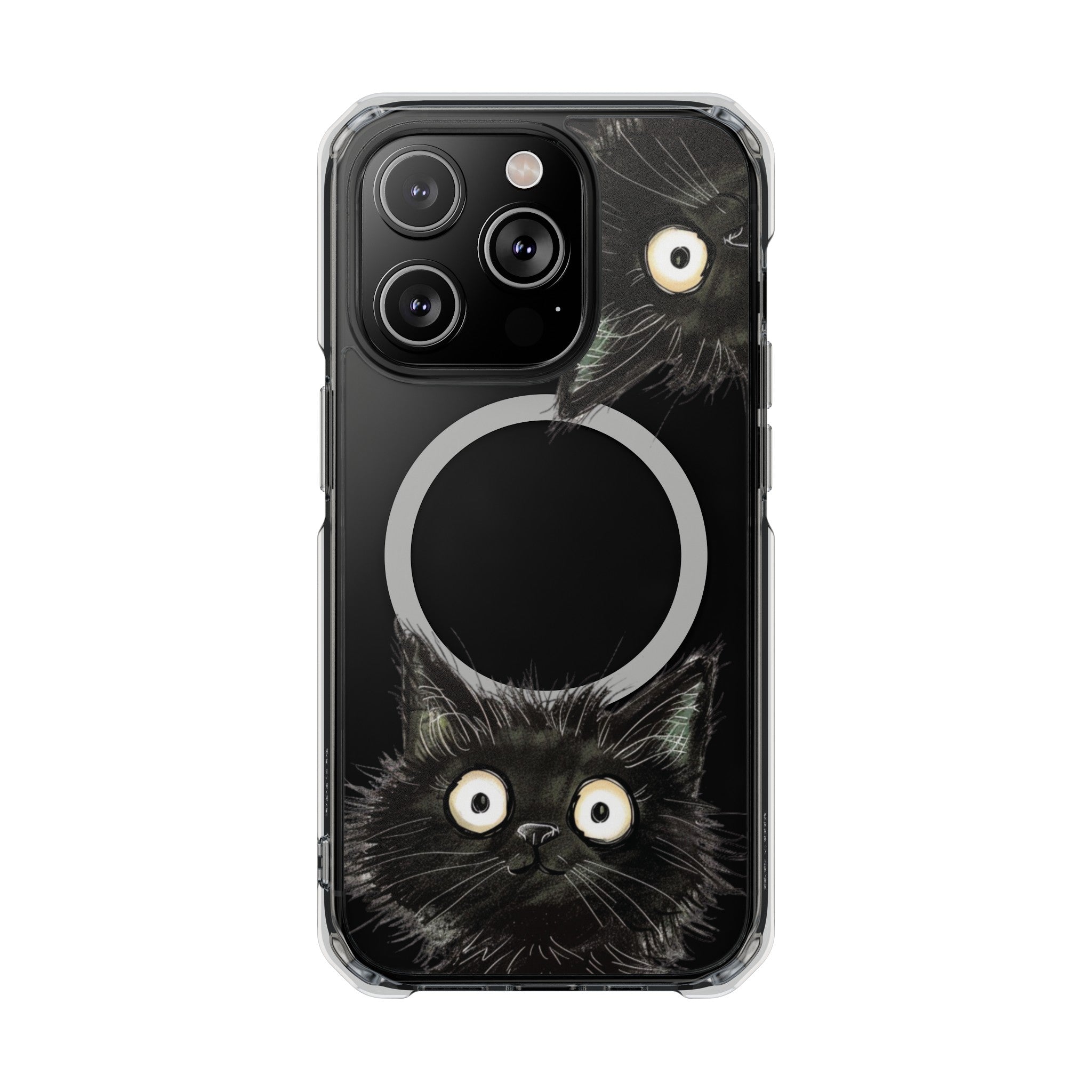 Curious Black Cat Magnetic Clear Case for iPhone Series