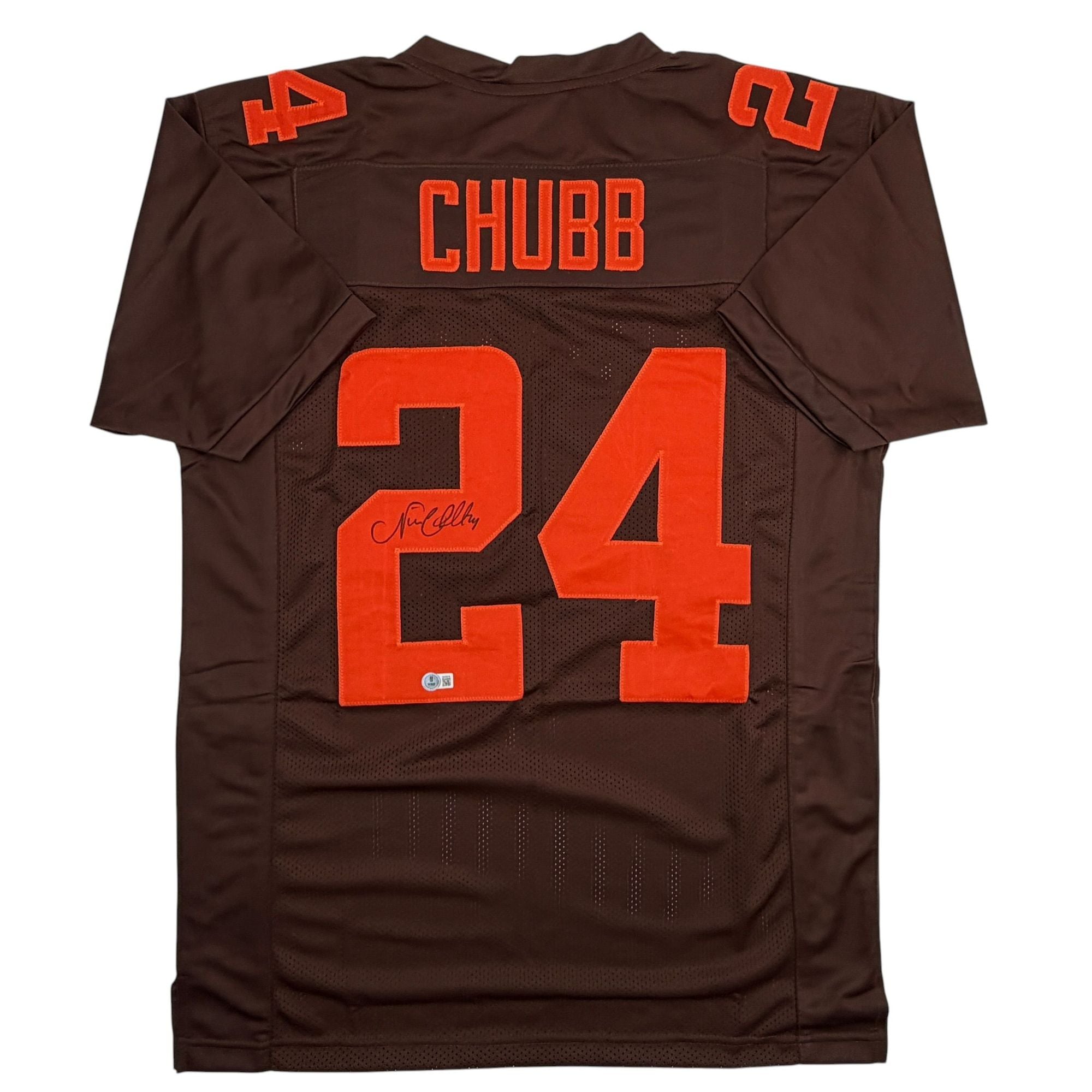 Autographed/Signed Nick Chubb Cleveland Color Rush Football Jersey Beckett BAS COA