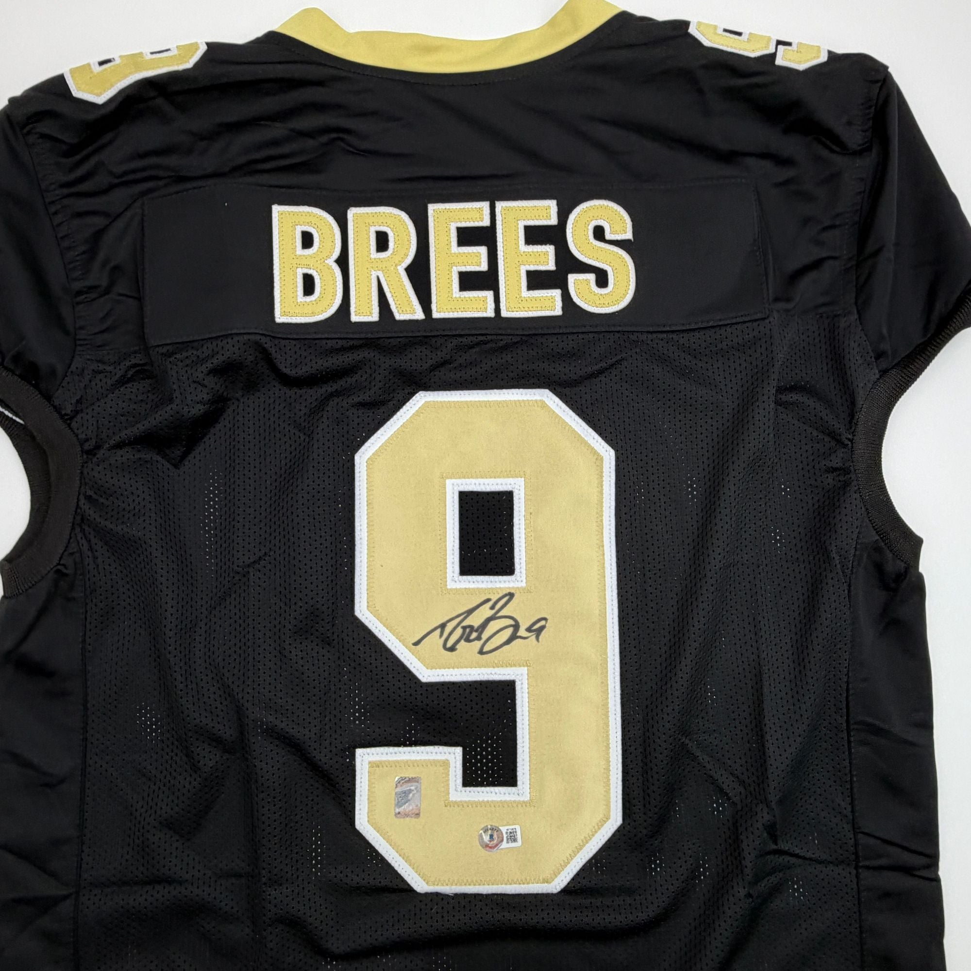 Autographed/Signed Drew Brees New Orleans Black Pro Cut Football Jersey Beckett BAS COA