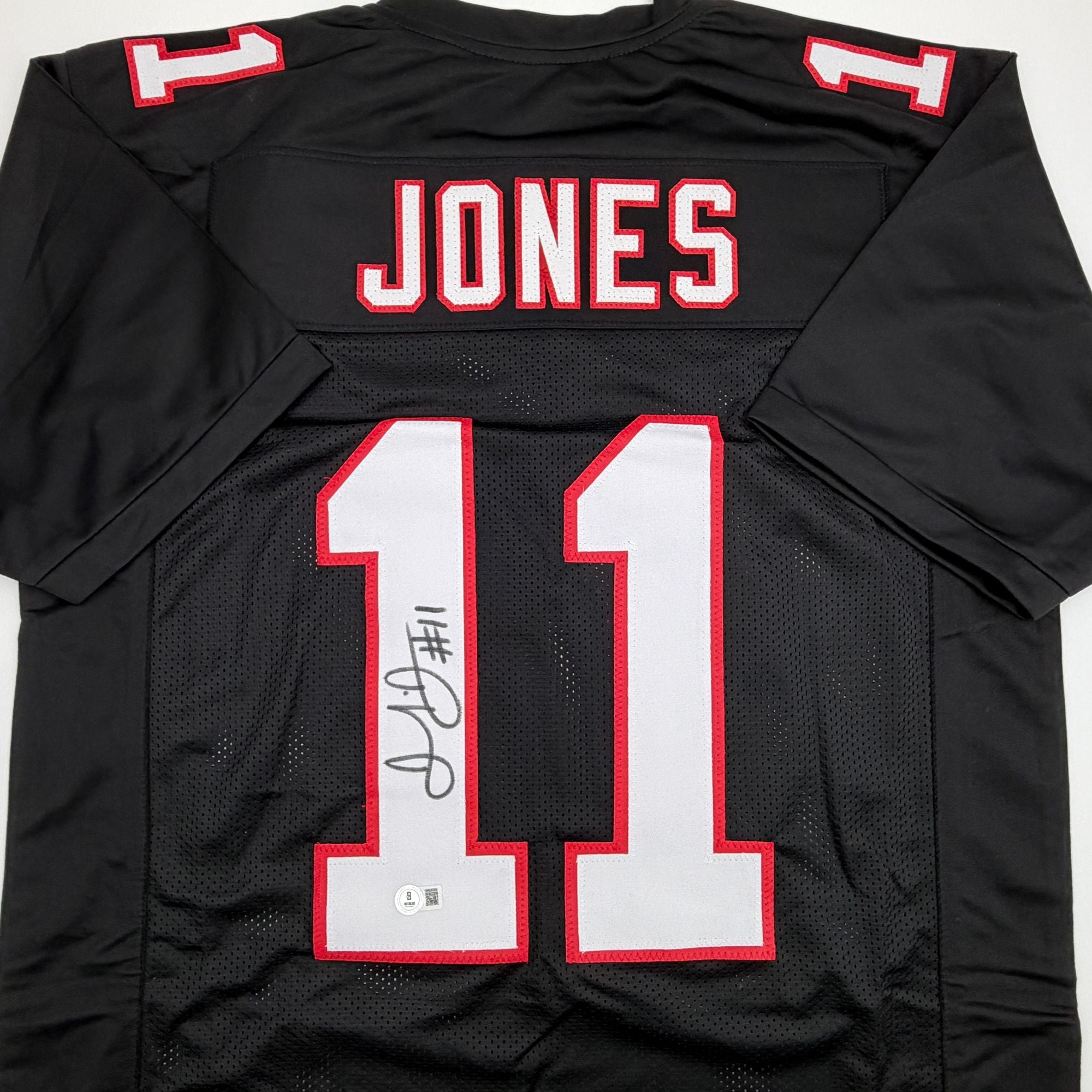 Autographed/Signed Julio Jones Atlanta Black Retro Football Jersey Beckett BAS COA