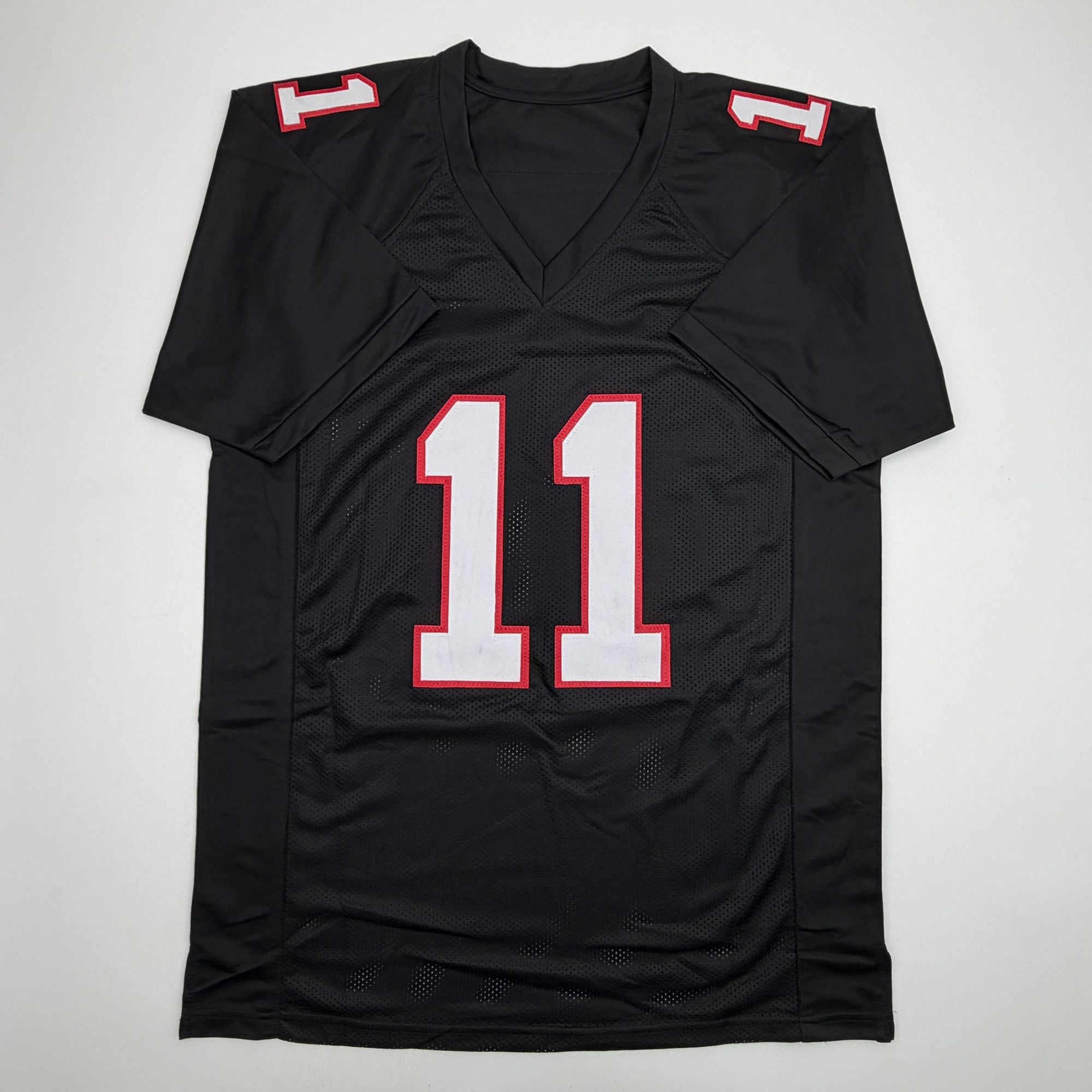 Autographed/Signed Julio Jones Atlanta Black Retro Football Jersey Beckett BAS COA