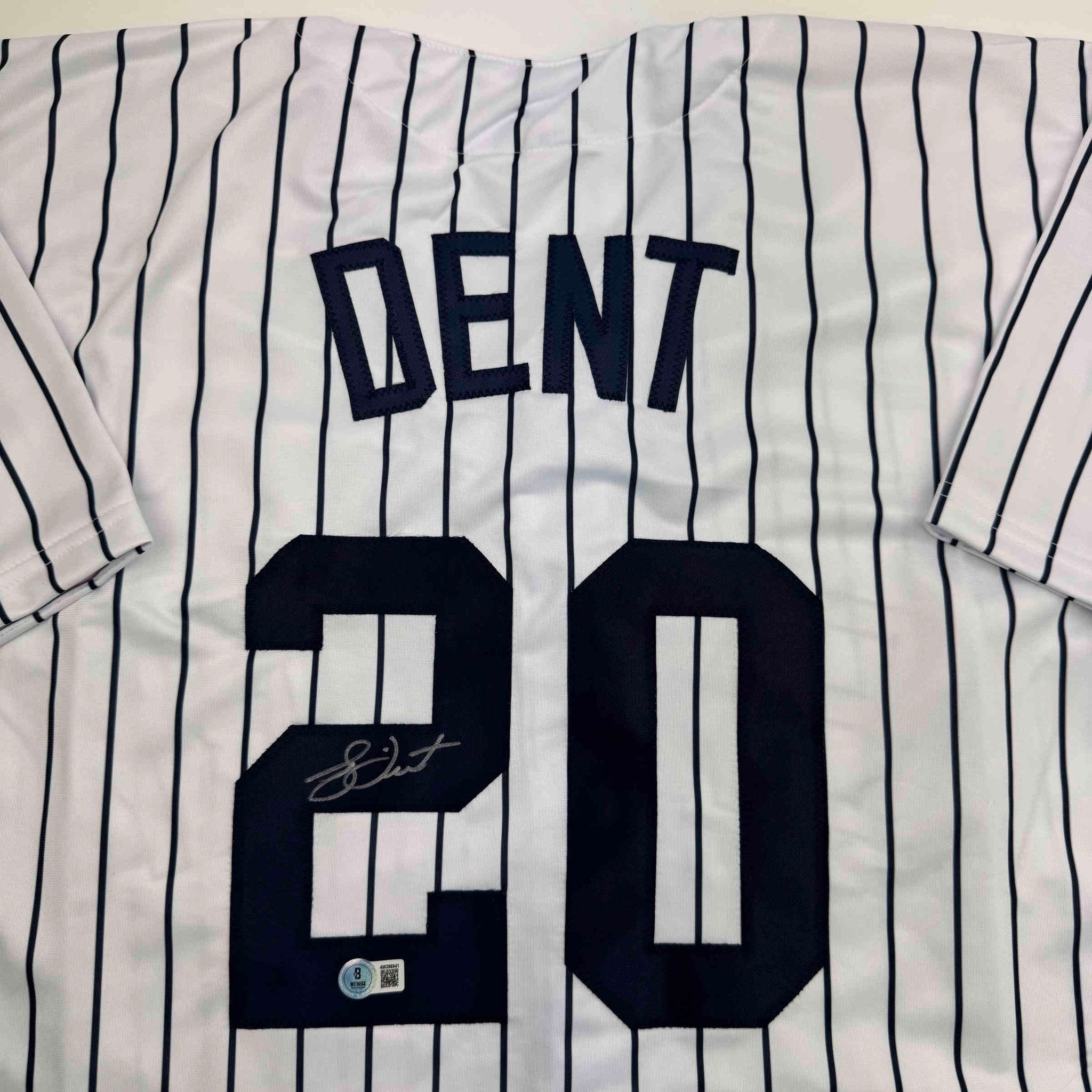 Autographed/Signed Bucky Dent New York Pinstripe Baseball Jersey Beckett BAS COA