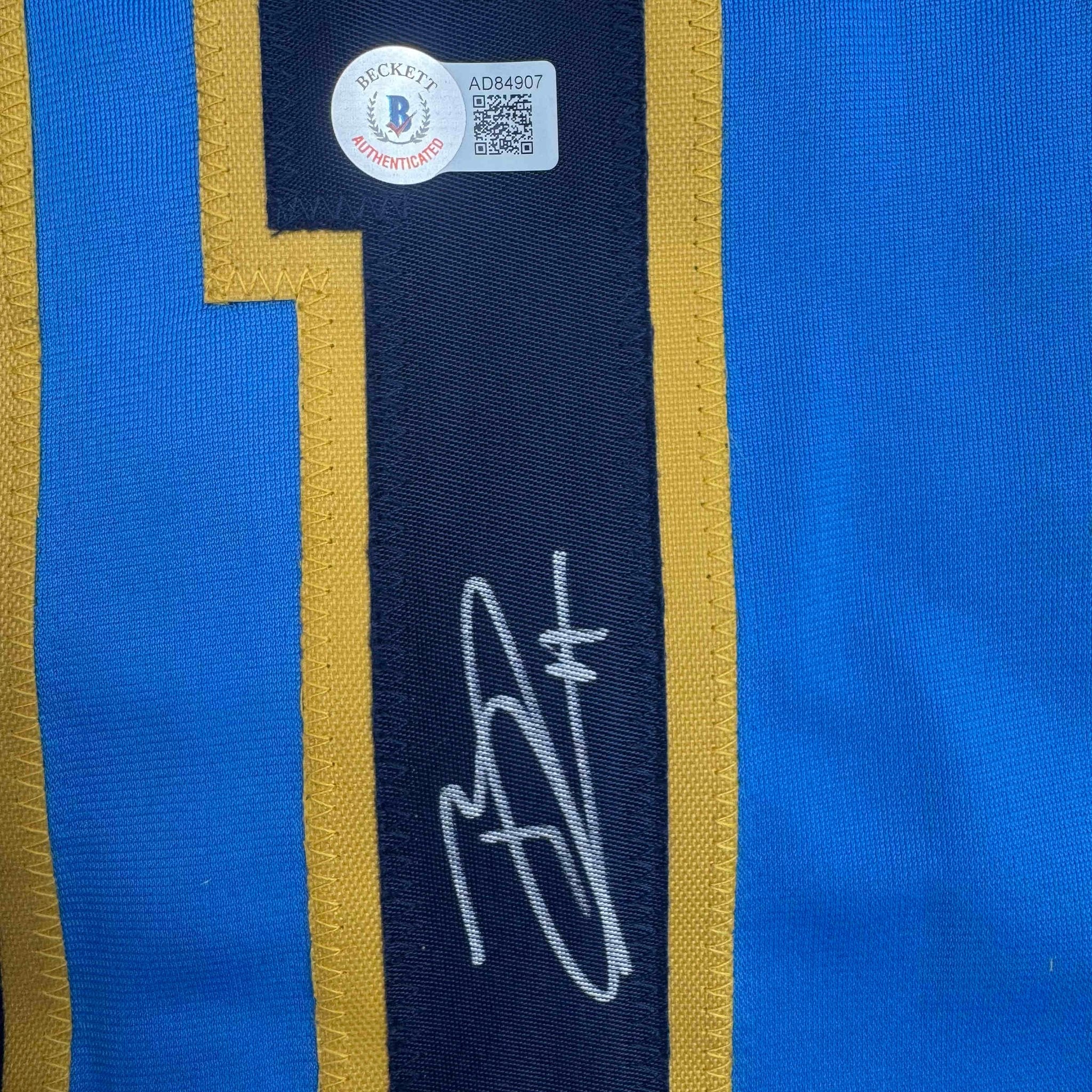Autographed/Signed Jackson Chourio Milwaukee Blue Baseball Jersey Beckett BAS COA