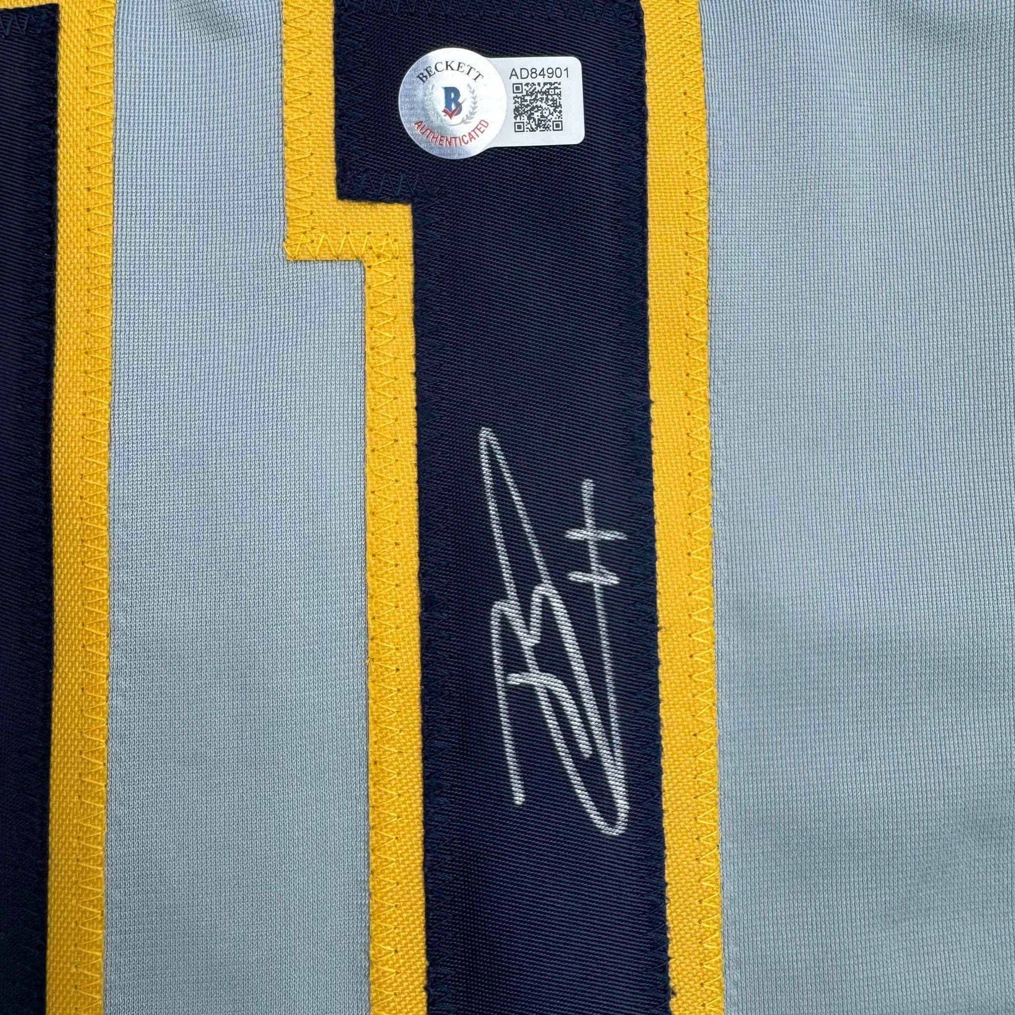 Autographed/Signed Jackson Chourio Milwaukee Grey Baseball Jersey Beckett BAS COA