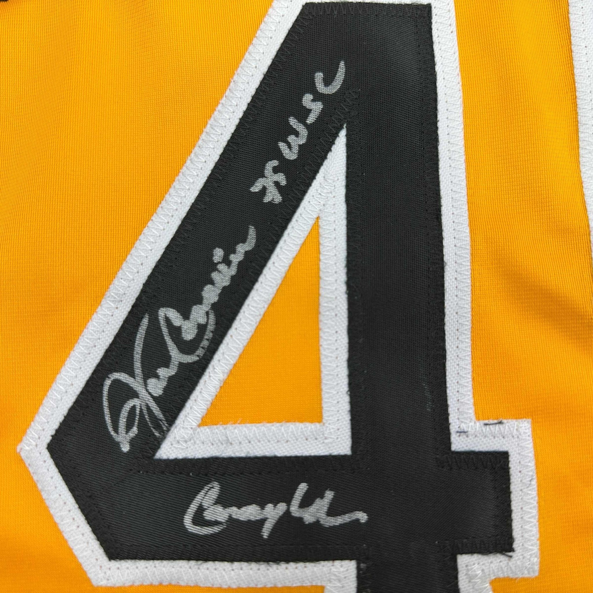Autographed/Signed John Candelaria Pittsburgh Yellow Baseball Jersey JSA COA