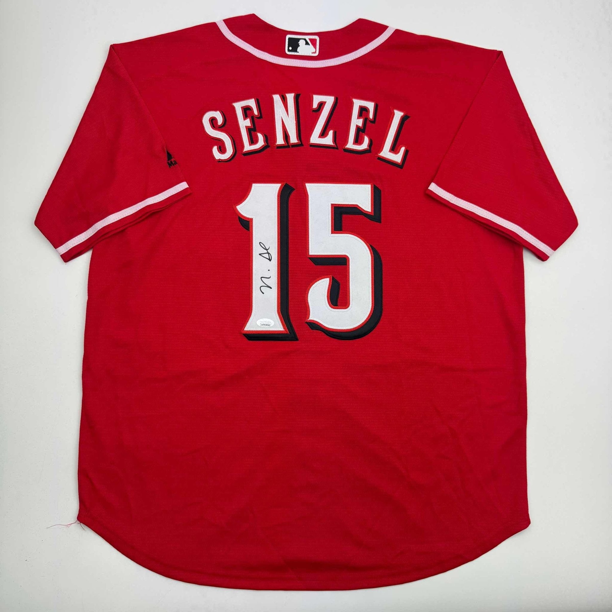 Autographed/Signed Nick Senzel Cincinnati Red Baseball Jersey JSA COA